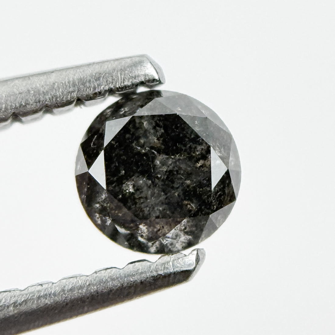 0.37 Ct Round Brilliant Cut Black Natural Salt and Pepper Diamond