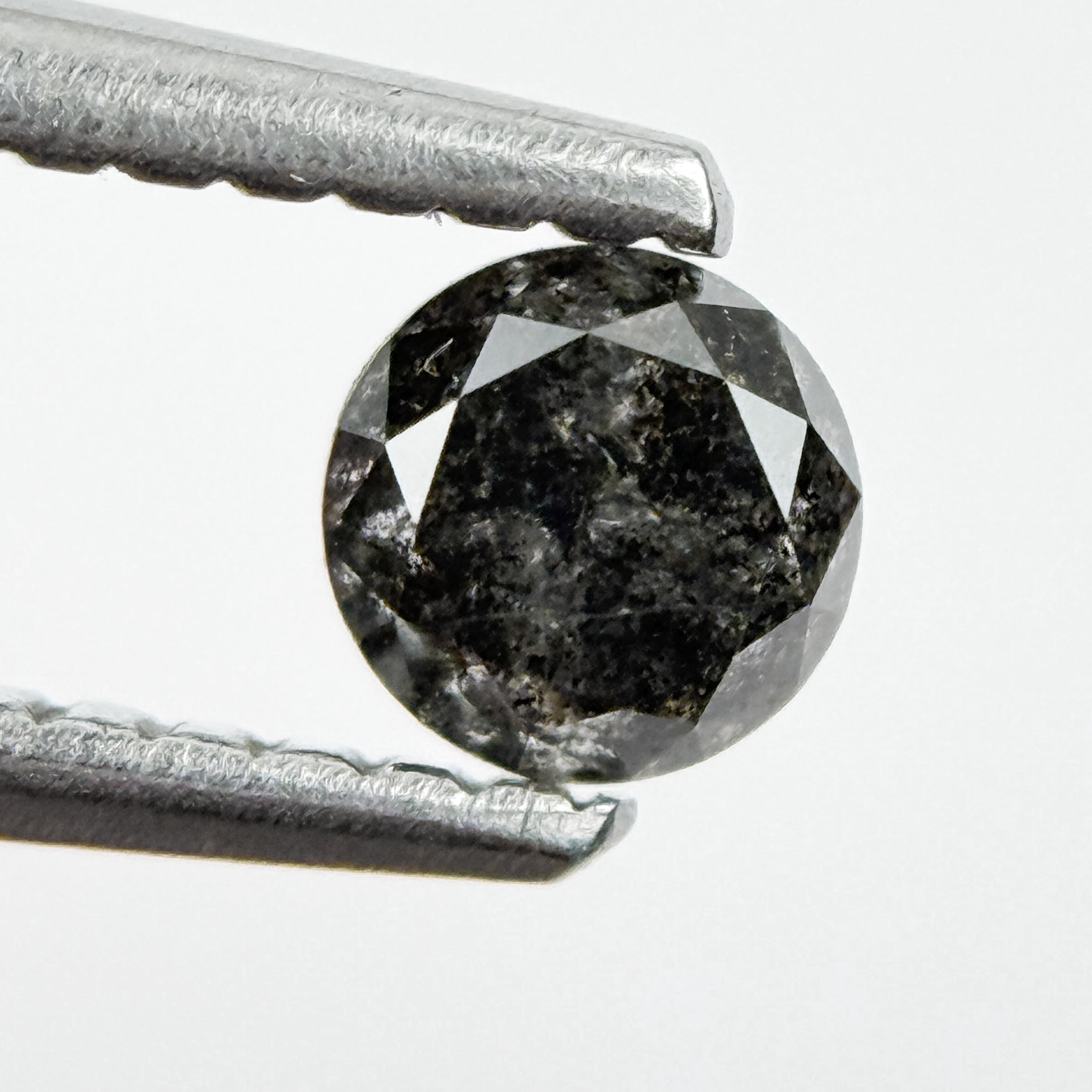 0.37 Ct Round Brilliant Cut Black Natural Salt and Pepper Diamond