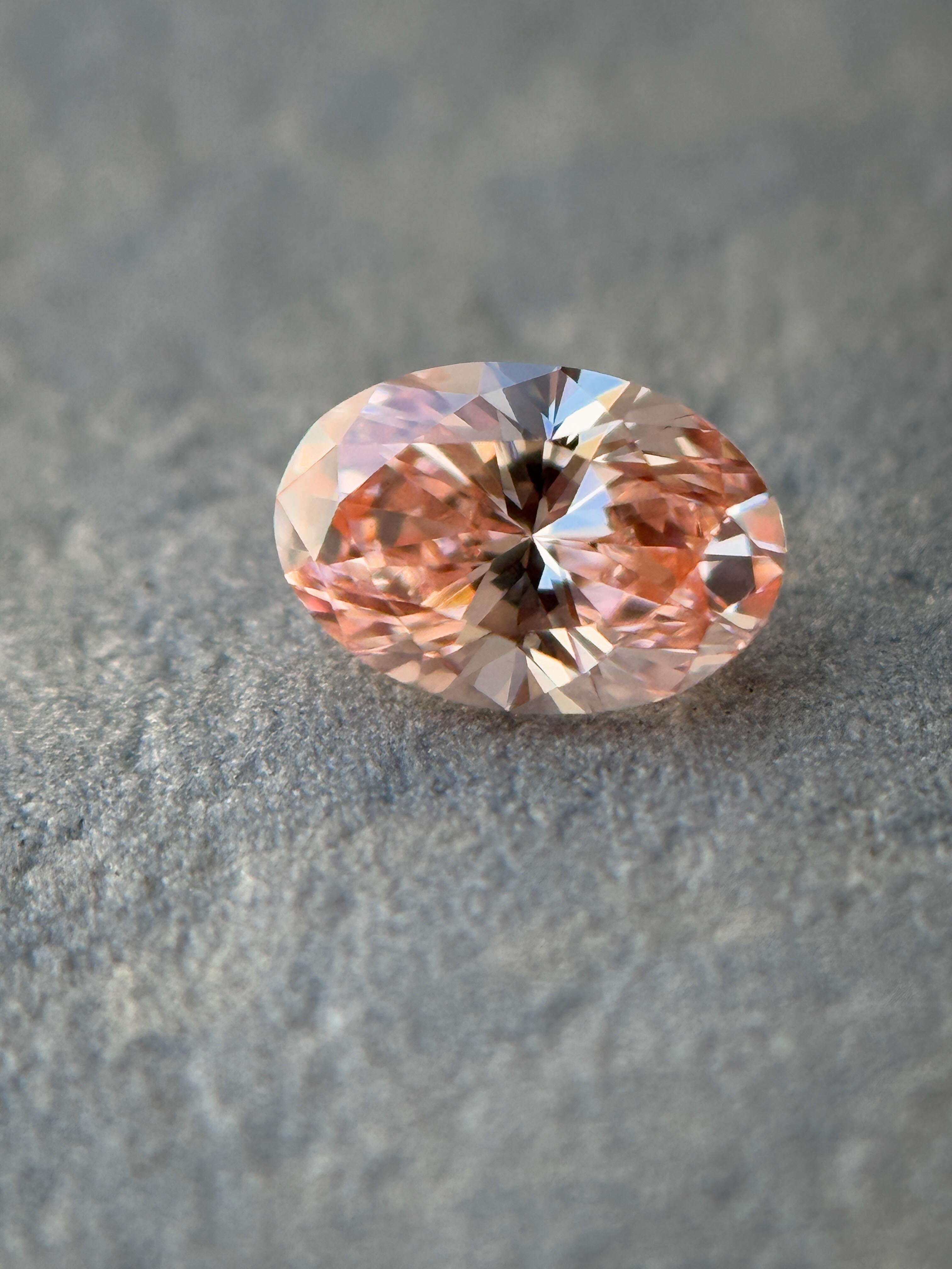 0.35 Ct Oval Brilliant Cut Pink Natural Salt and Pepper Diamond