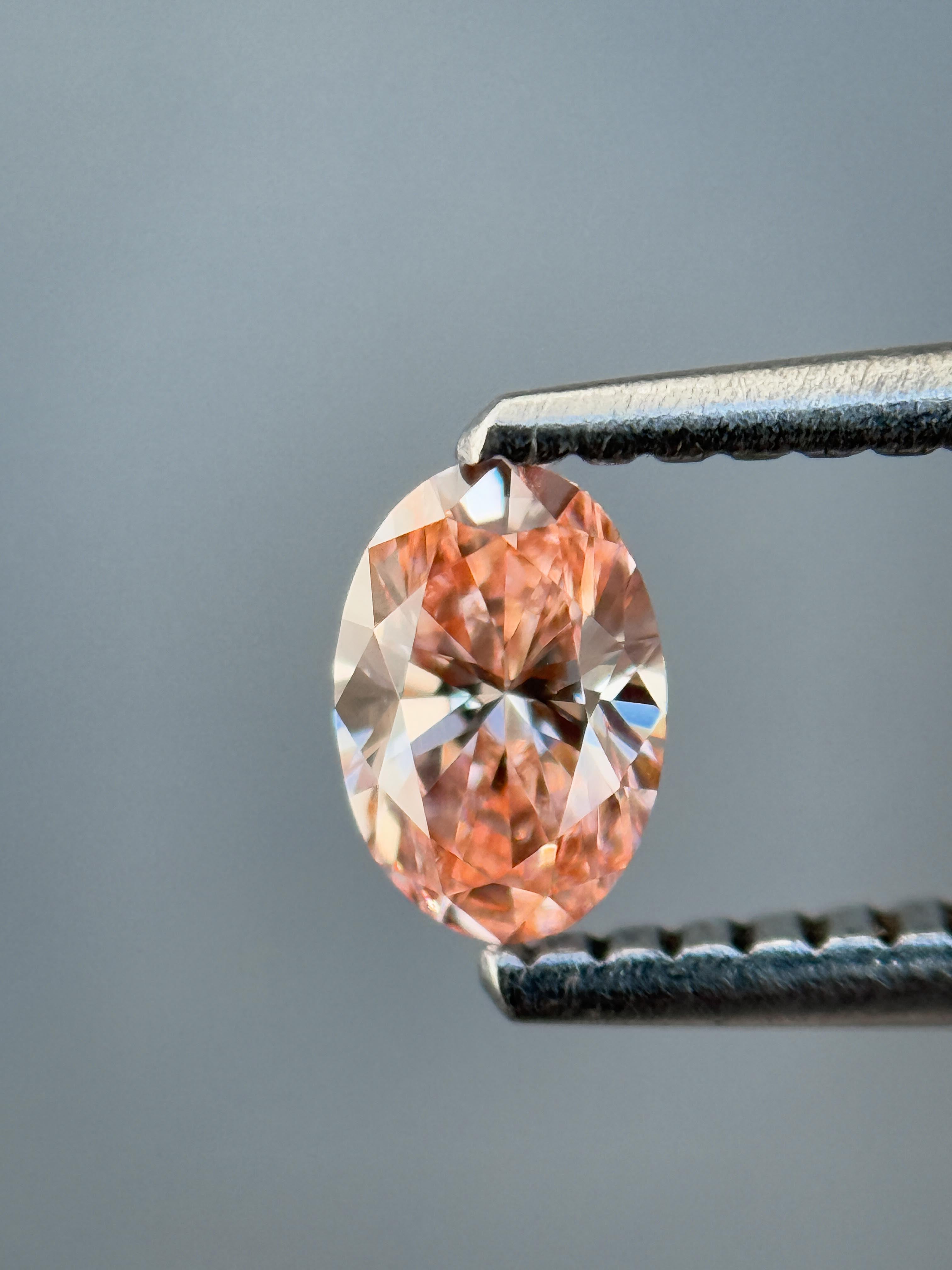 0.35 Ct Oval Brilliant Cut Pink Natural Salt and Pepper Diamond