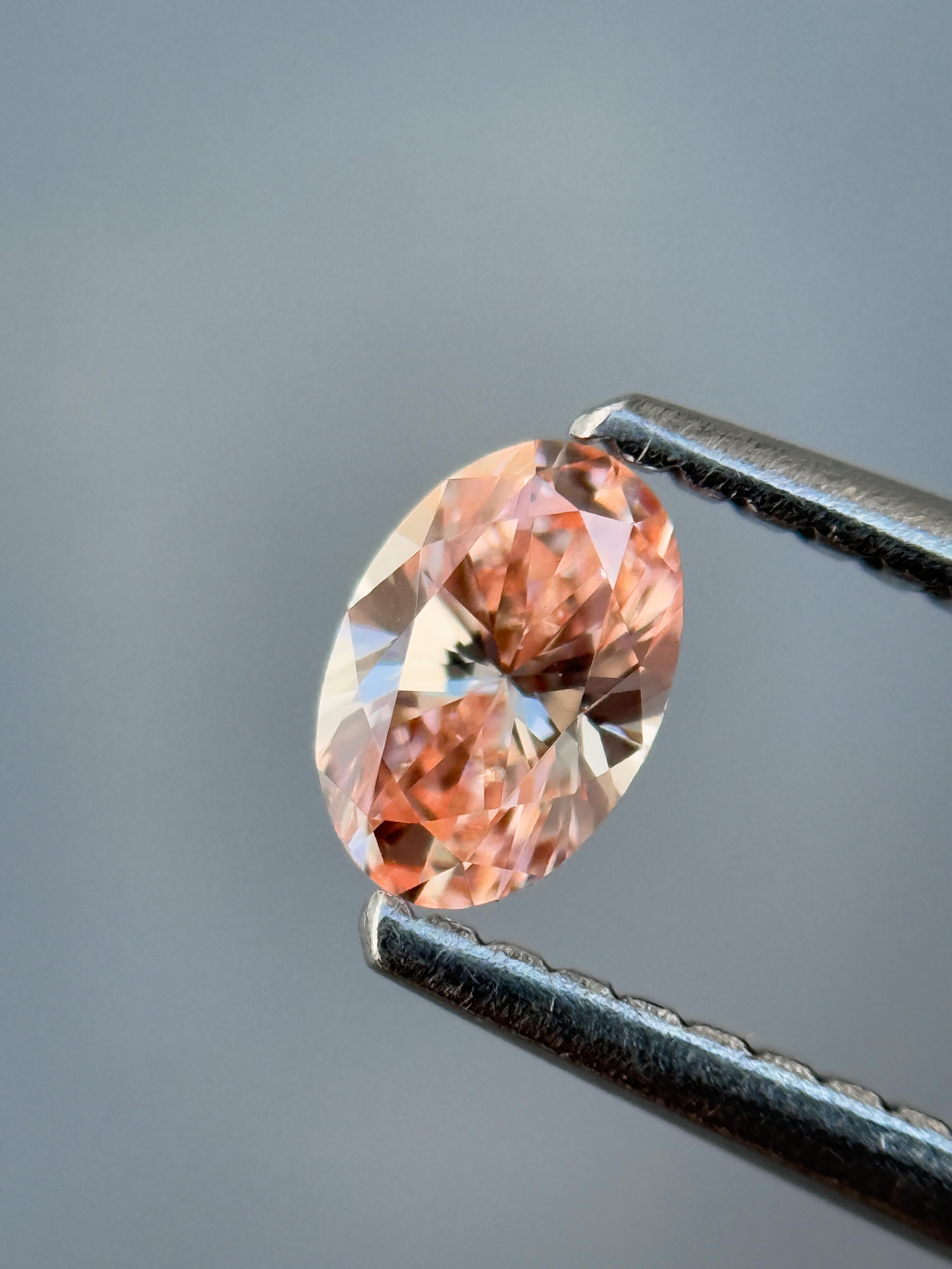 0.35 Ct Oval Brilliant Cut Pink Natural Salt and Pepper Diamond