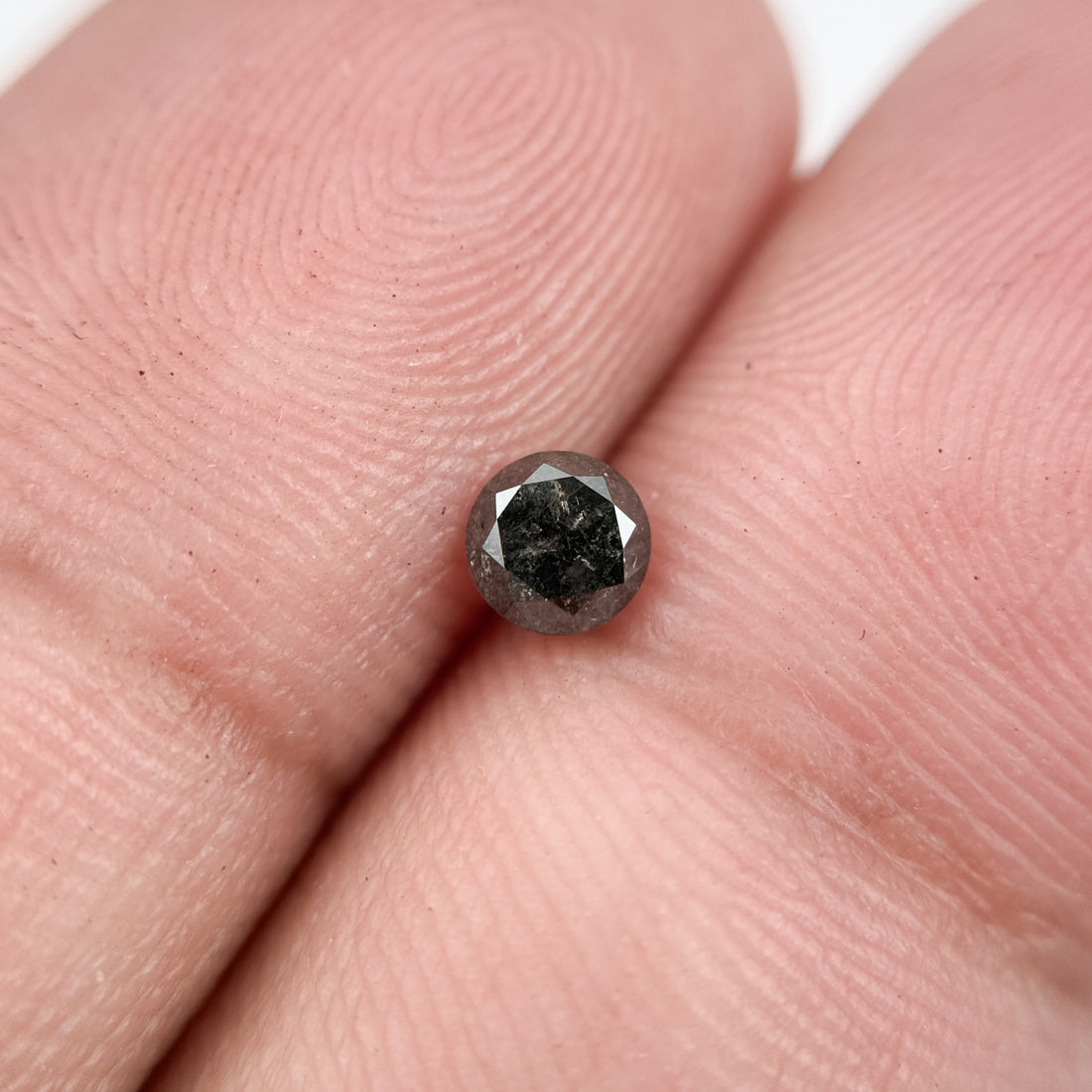 0.37 Ct Round Brilliant Cut Black Natural Salt and Pepper Diamond
