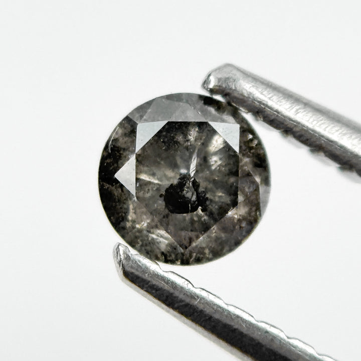 0.30 Ct Round Brilliant Cut Black Natural Salt and Pepper Diamond