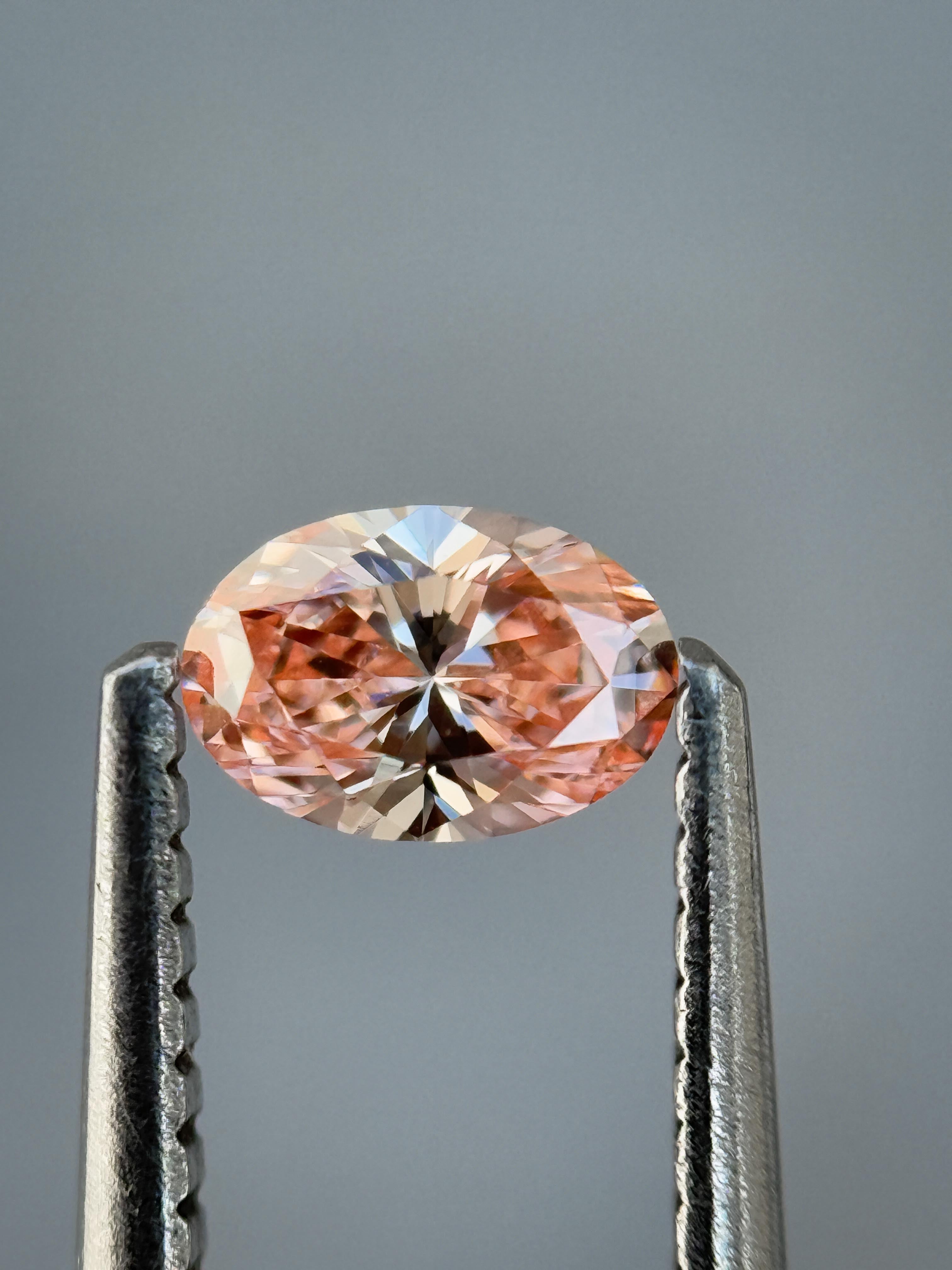 0.35 Ct Oval Brilliant Cut Pink Natural Salt and Pepper Diamond