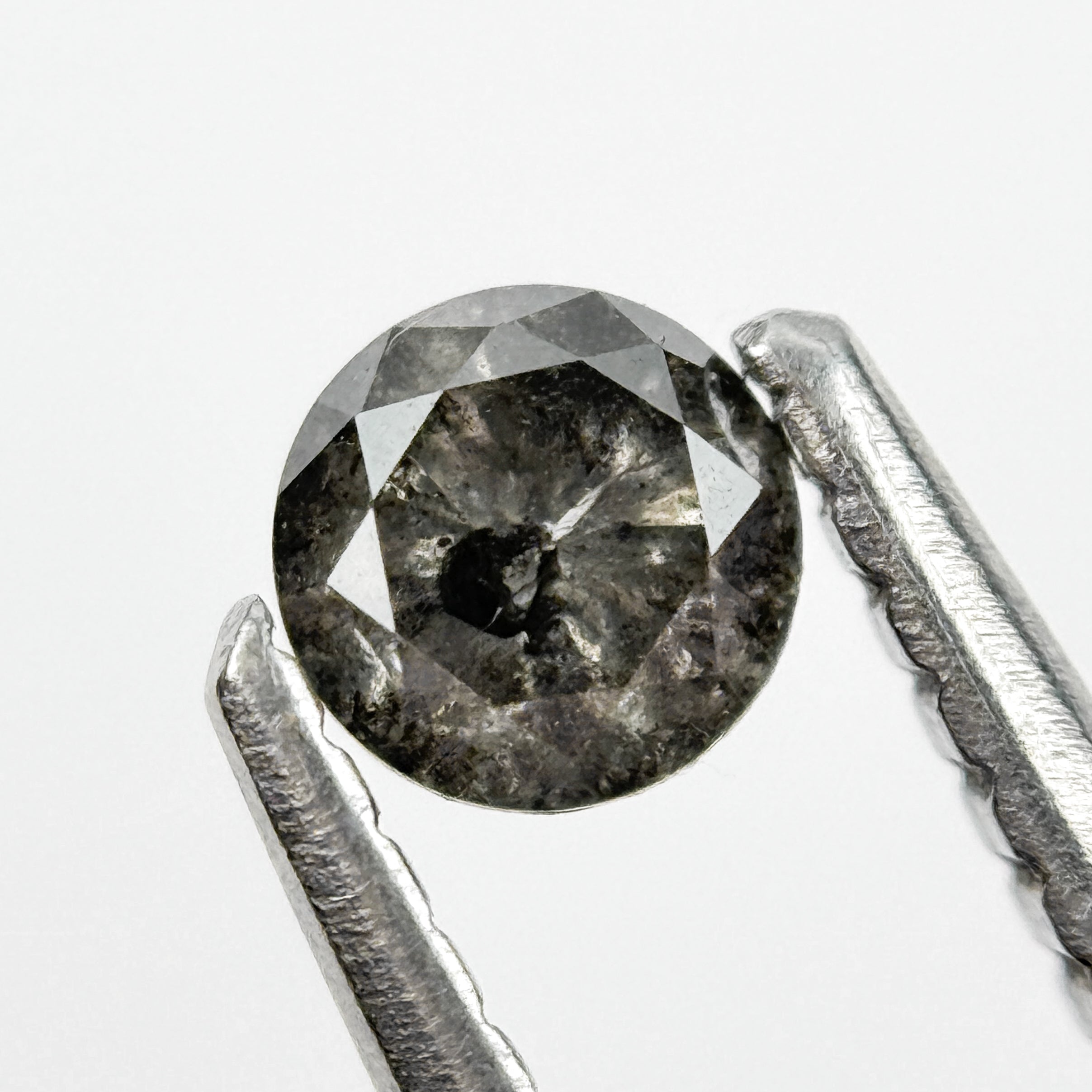 0.30 Ct Round Brilliant Cut Black Natural Salt and Pepper Diamond