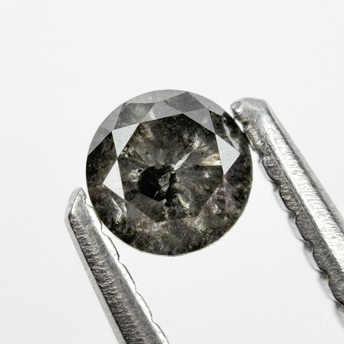 0.30 Ct Round Brilliant Cut Black Natural Salt and Pepper Diamond