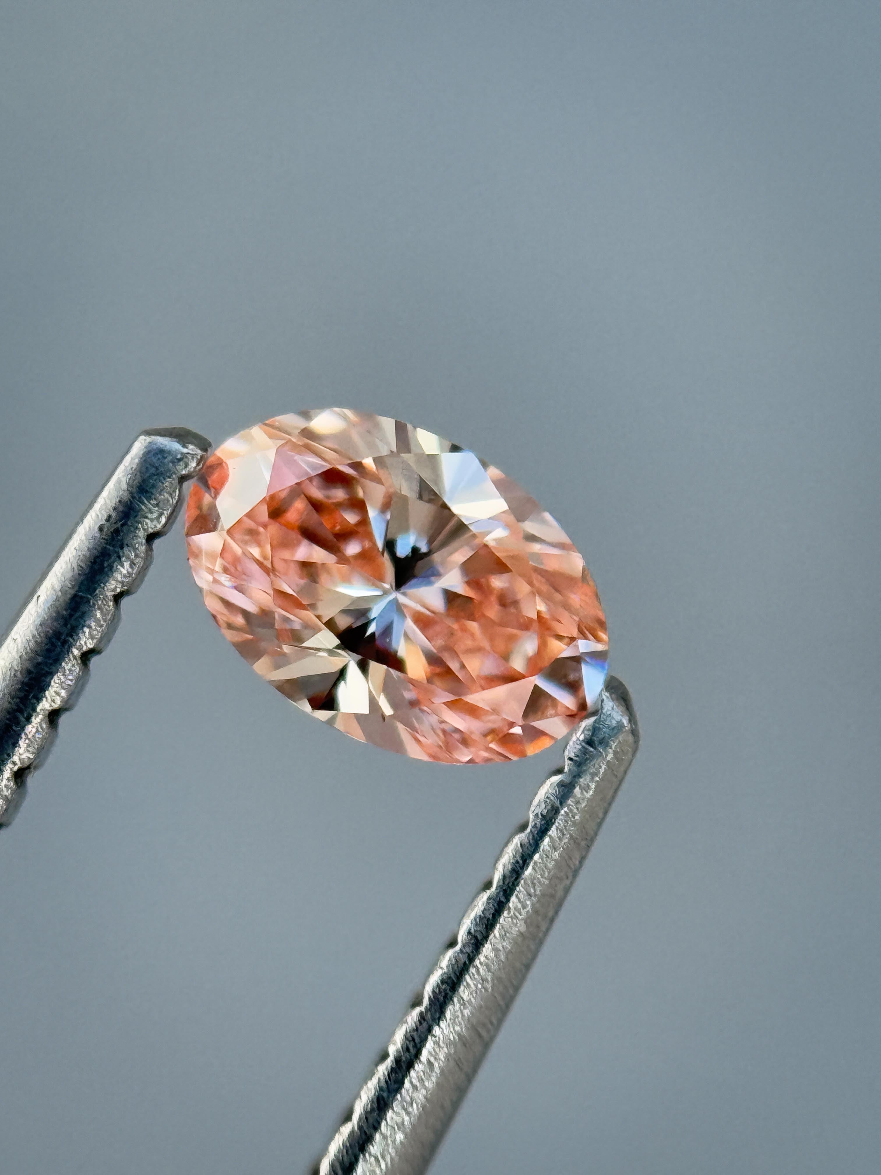 0.35 Ct Oval Brilliant Cut Pink Natural Salt and Pepper Diamond