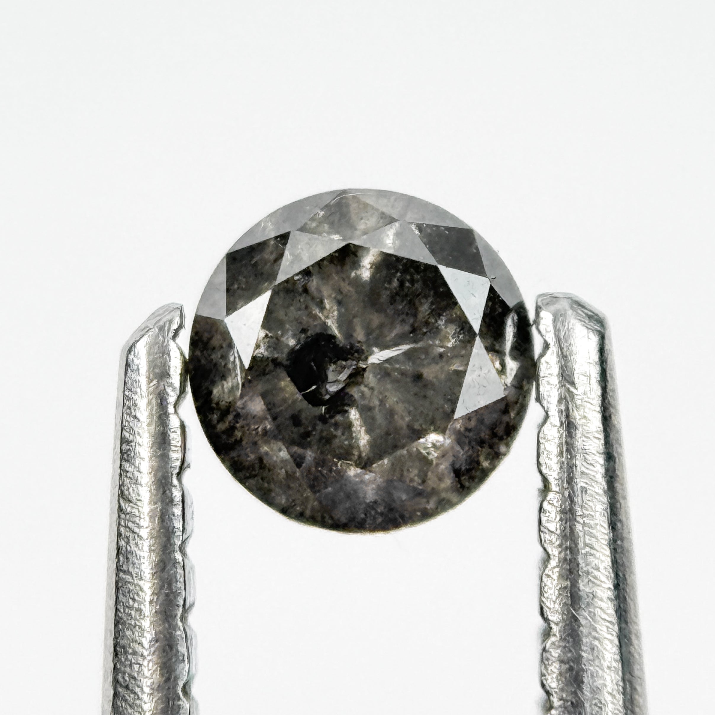 0.30 Ct Round Brilliant Cut Black Natural Salt and Pepper Diamond