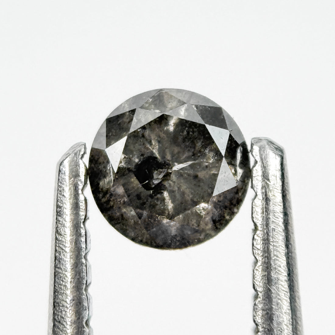 0.30 Ct Round Brilliant Cut Black Natural Salt and Pepper Diamond
