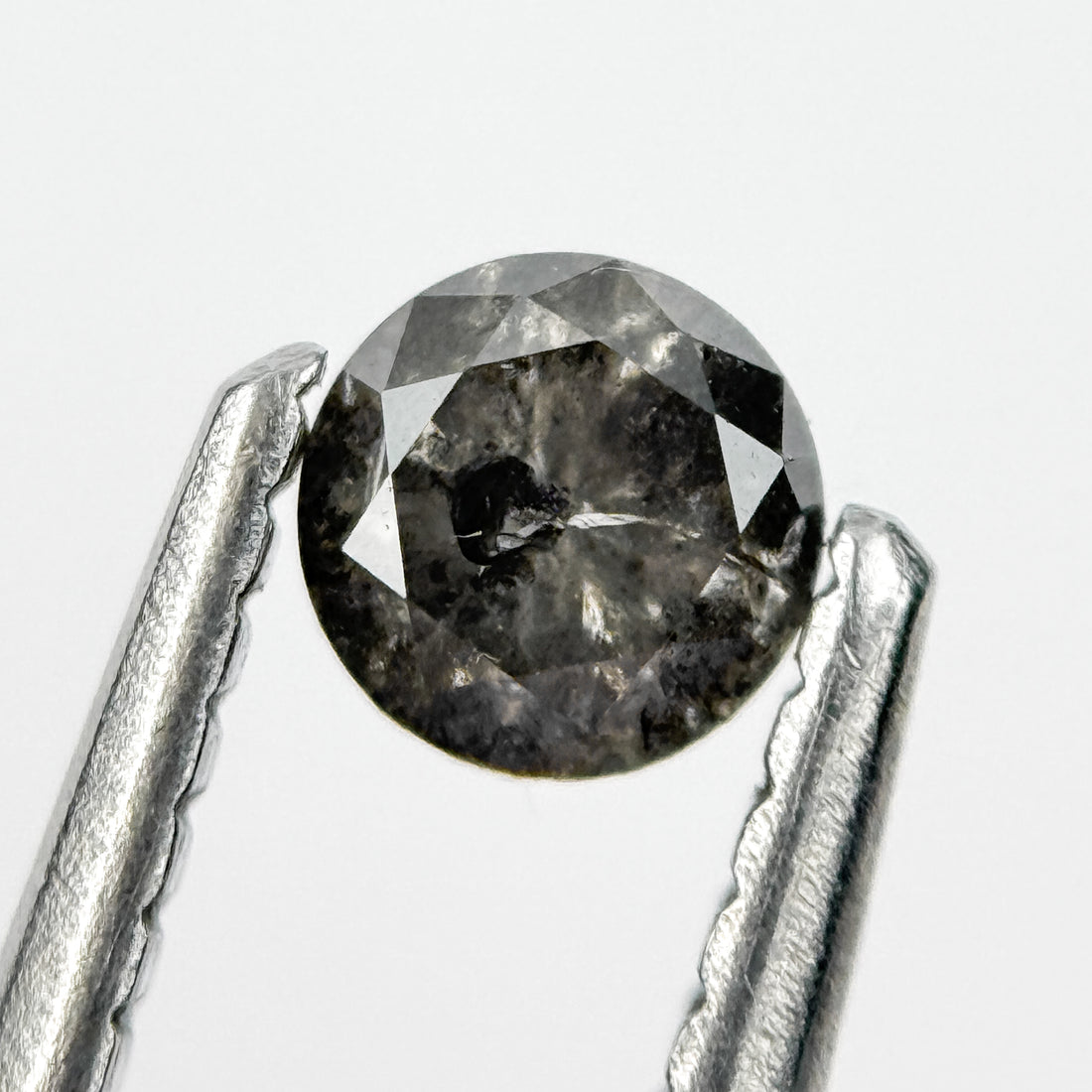 0.30 Ct Round Brilliant Cut Black Natural Salt and Pepper Diamond