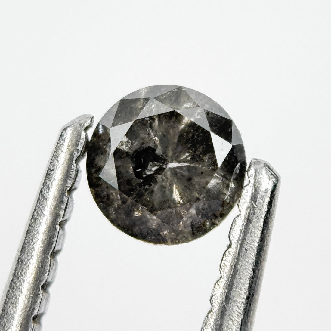 0.30 Ct Round Brilliant Cut Black Natural Salt and Pepper Diamond
