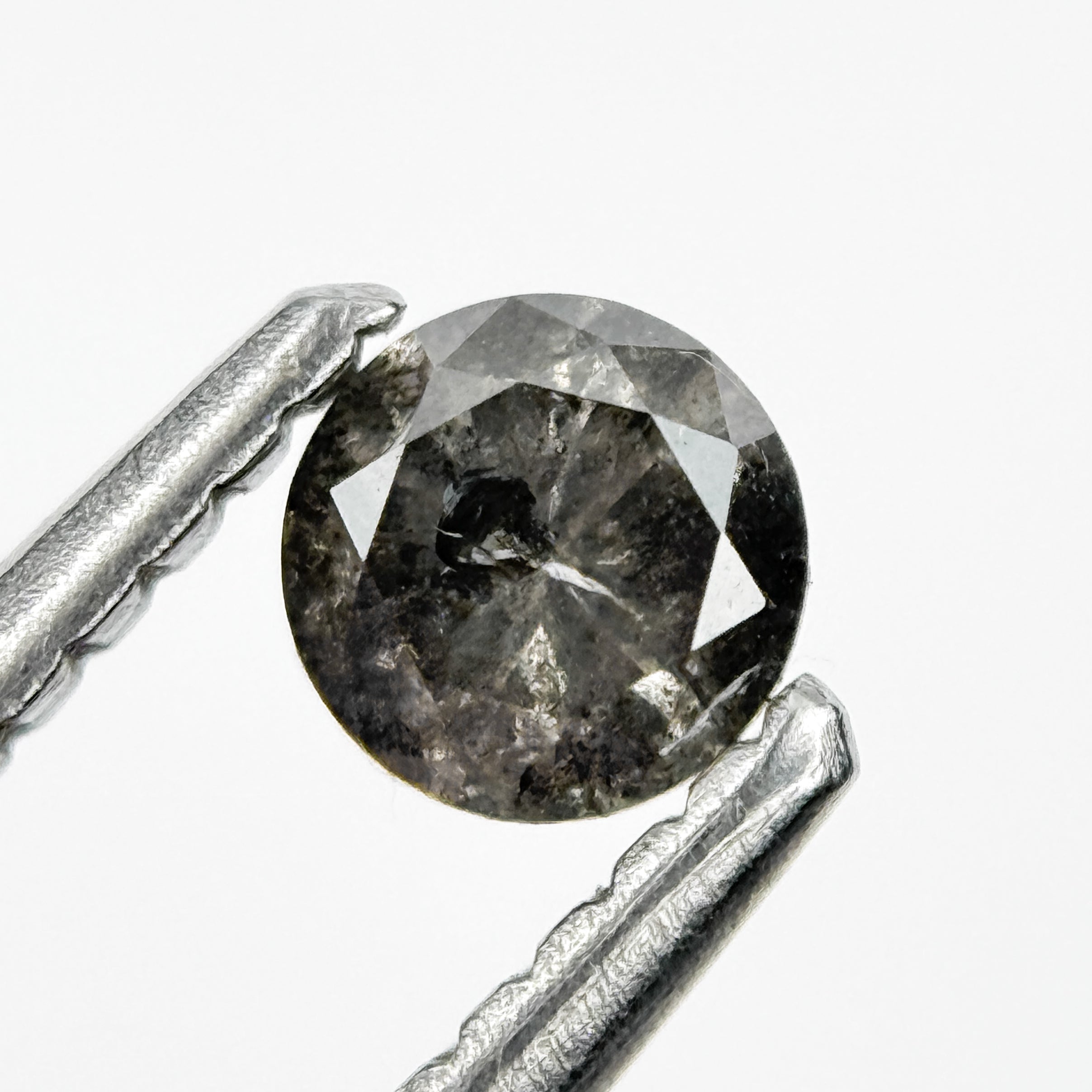 0.30 Ct Round Brilliant Cut Black Natural Salt and Pepper Diamond