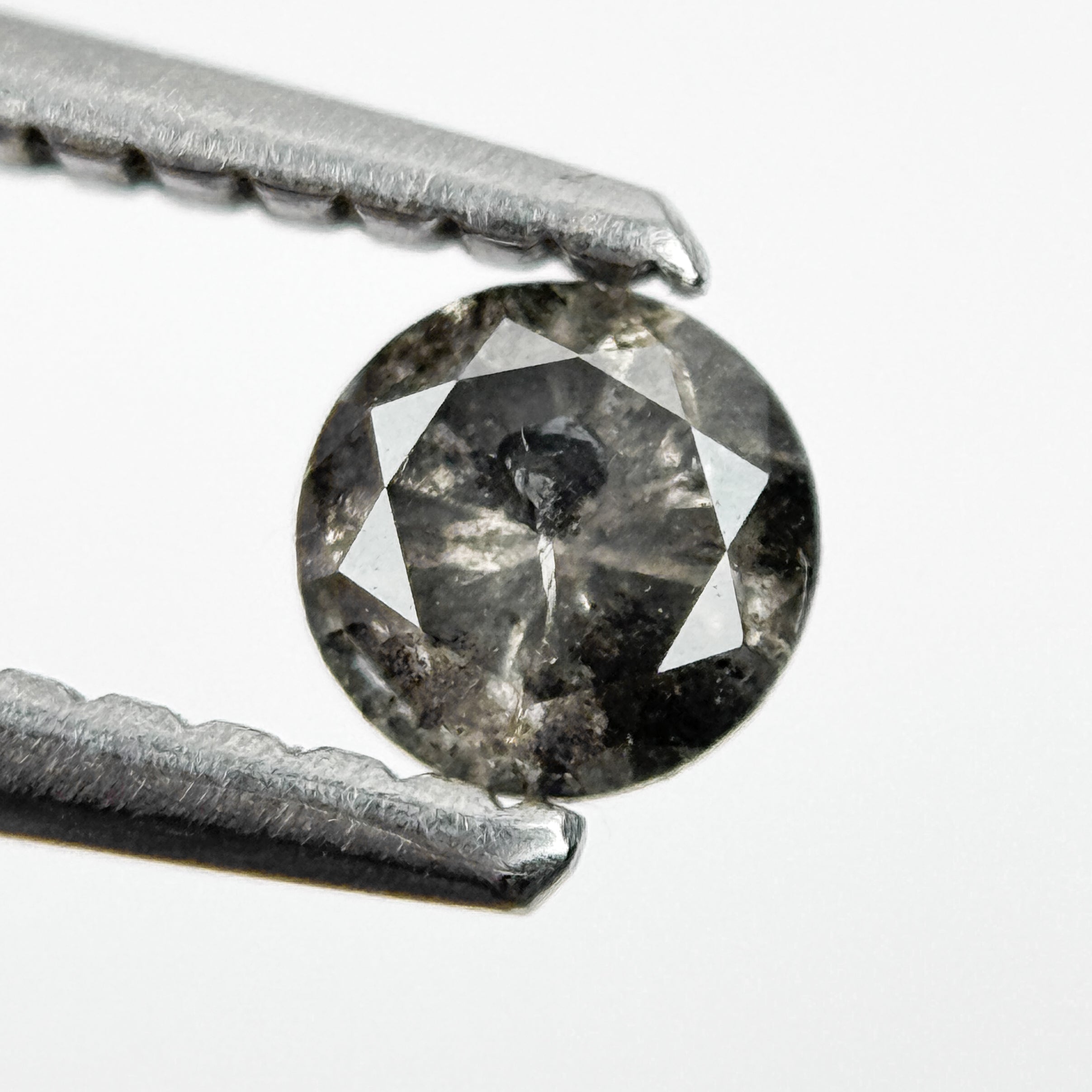 0.30 Ct Round Brilliant Cut Black Natural Salt and Pepper Diamond