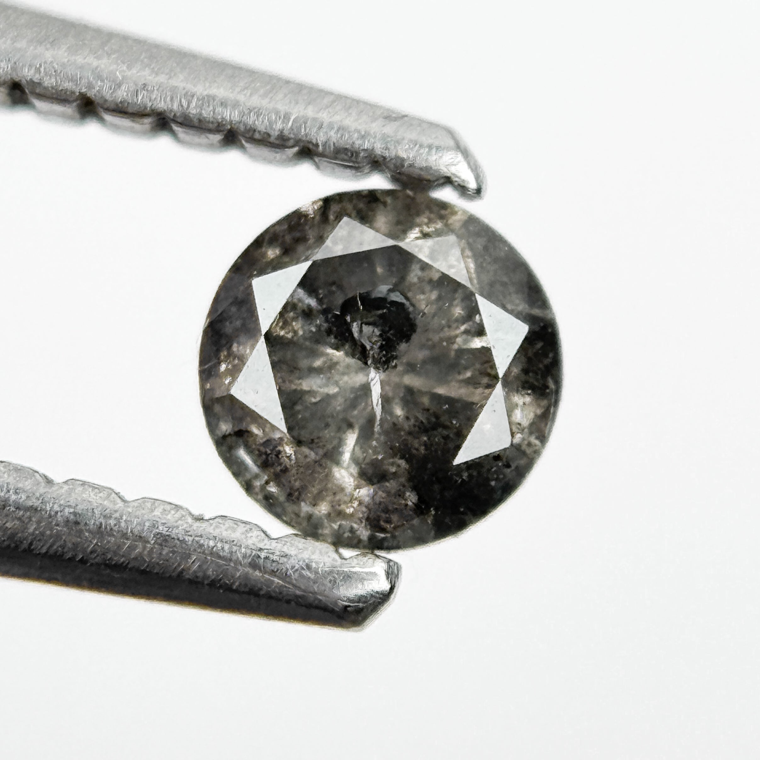 0.30 Ct Round Brilliant Cut Black Natural Salt and Pepper Diamond
