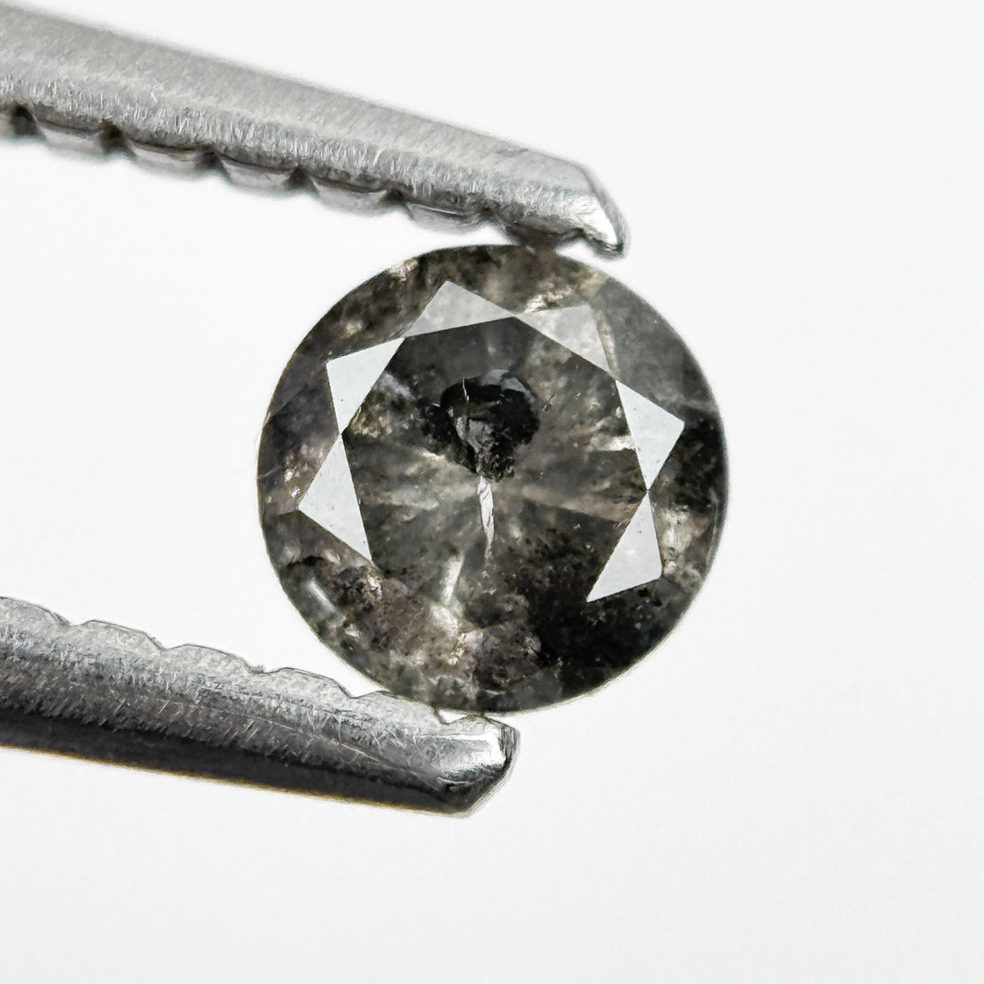 0.30 Ct Round Brilliant Cut Black Natural Salt and Pepper Diamond
