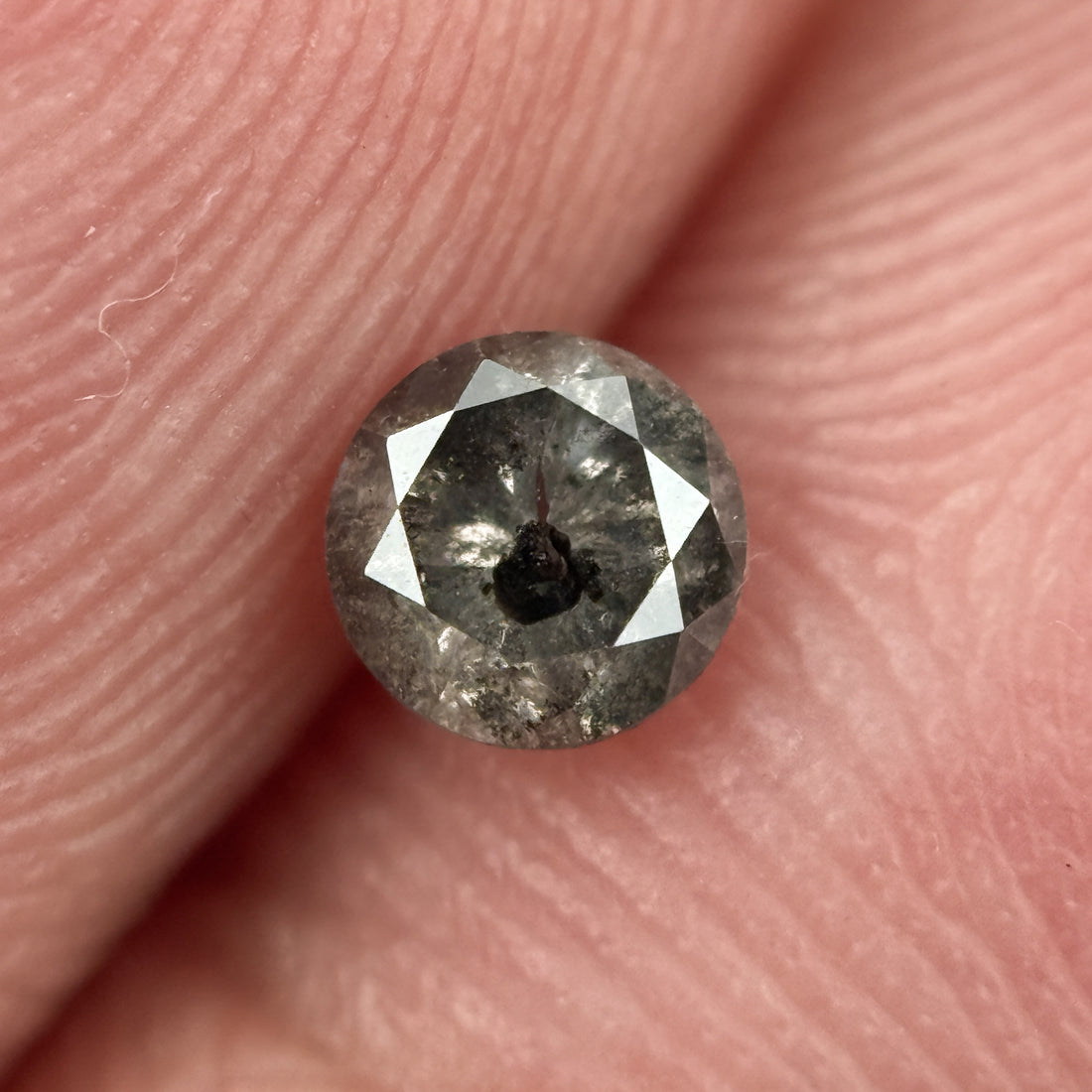 0.30 Ct Round Brilliant Cut Black Natural Salt and Pepper Diamond