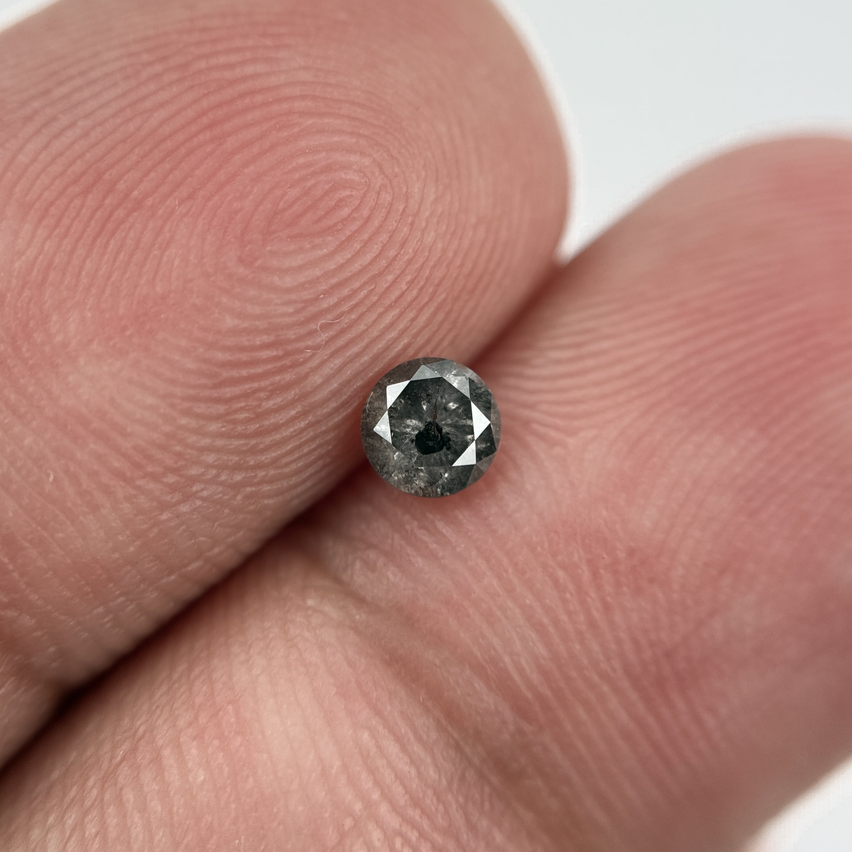 0.30 Ct Round Brilliant Cut Black Natural Salt and Pepper Diamond