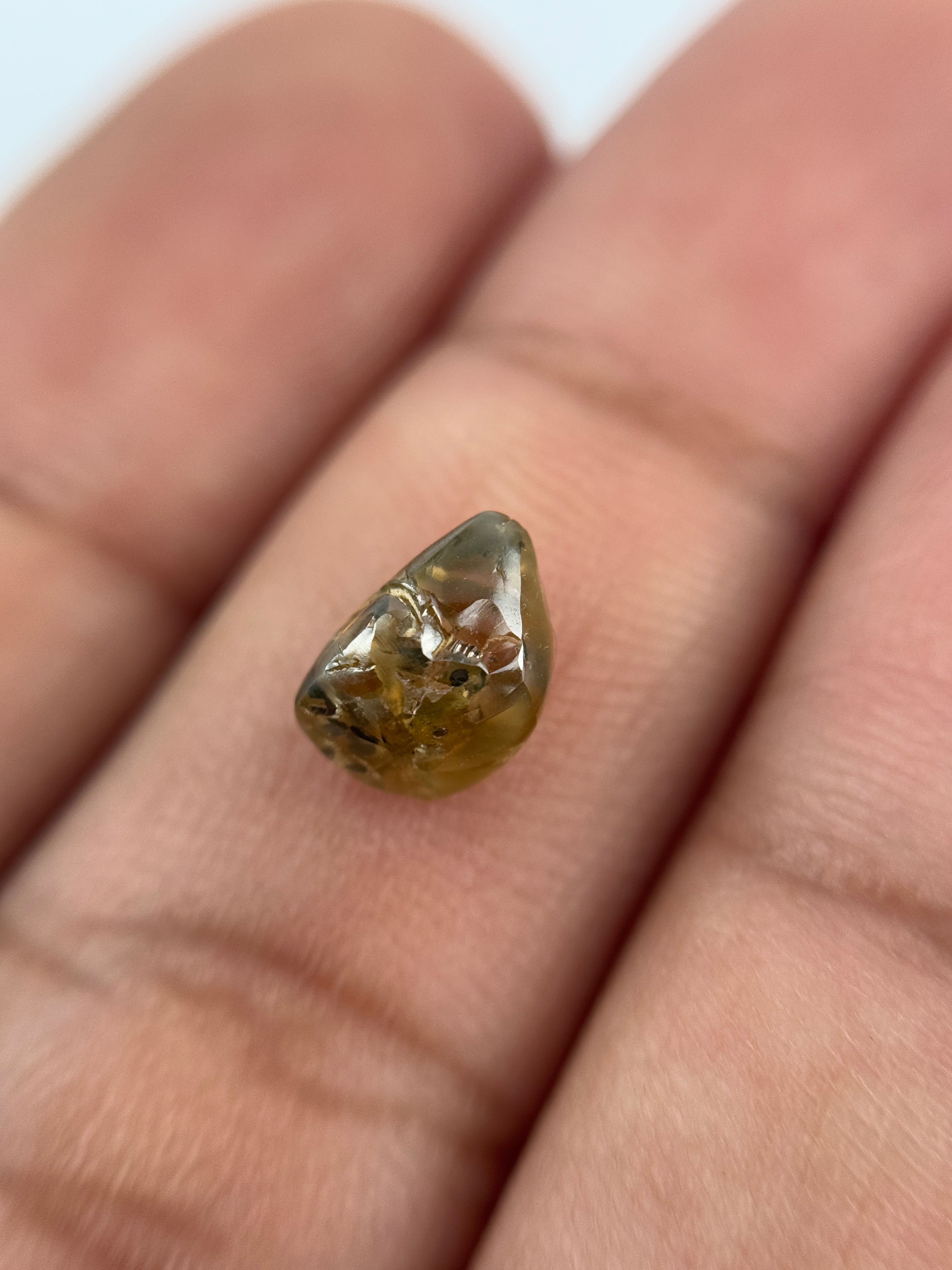 1.88 Ct Rough Rose Cut Yellow and Grey Natural Fancy Diamond