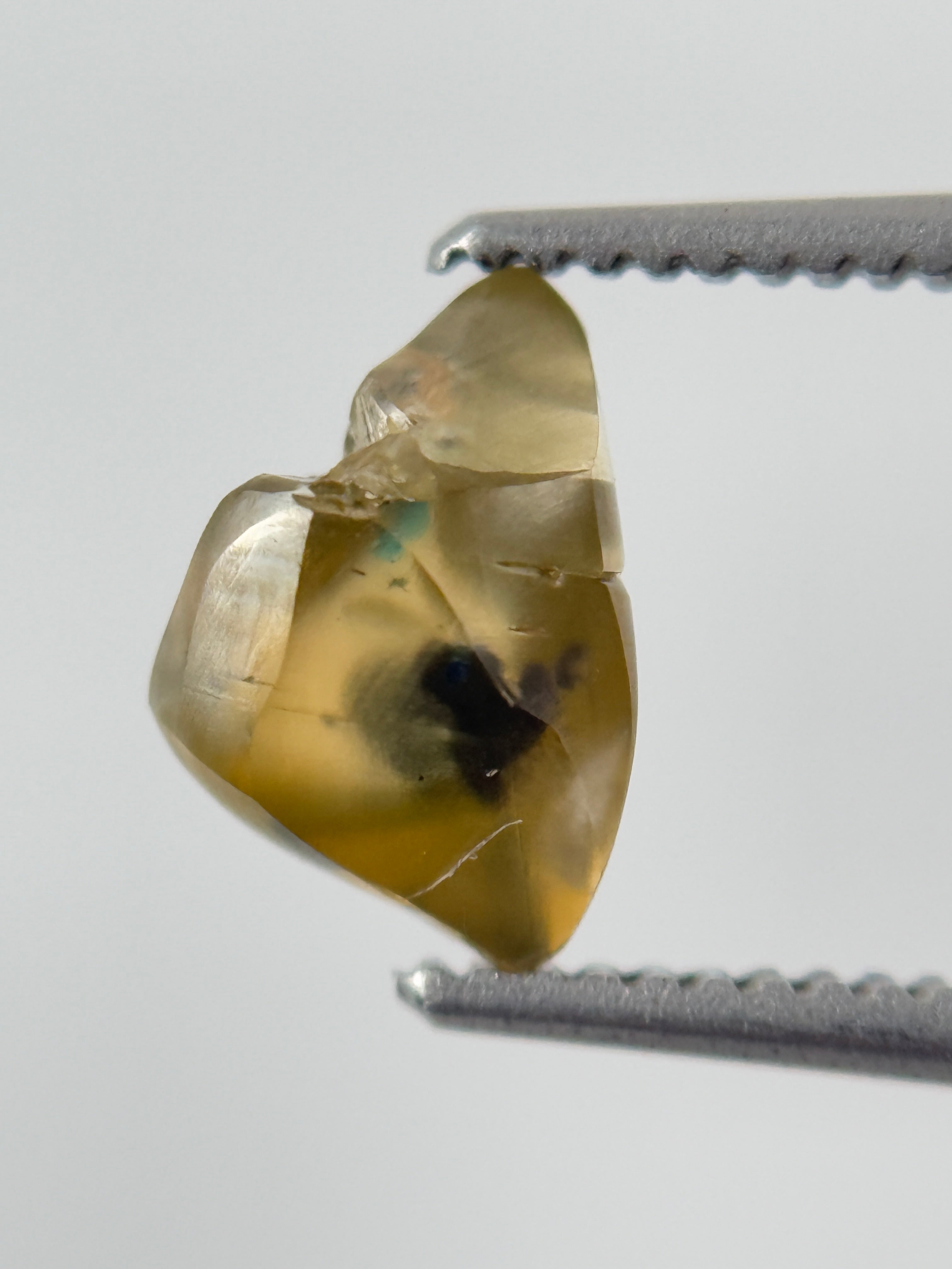 0.97 Ct Rough Rose Cut Greenish Yellow Natural Fancy Diamond