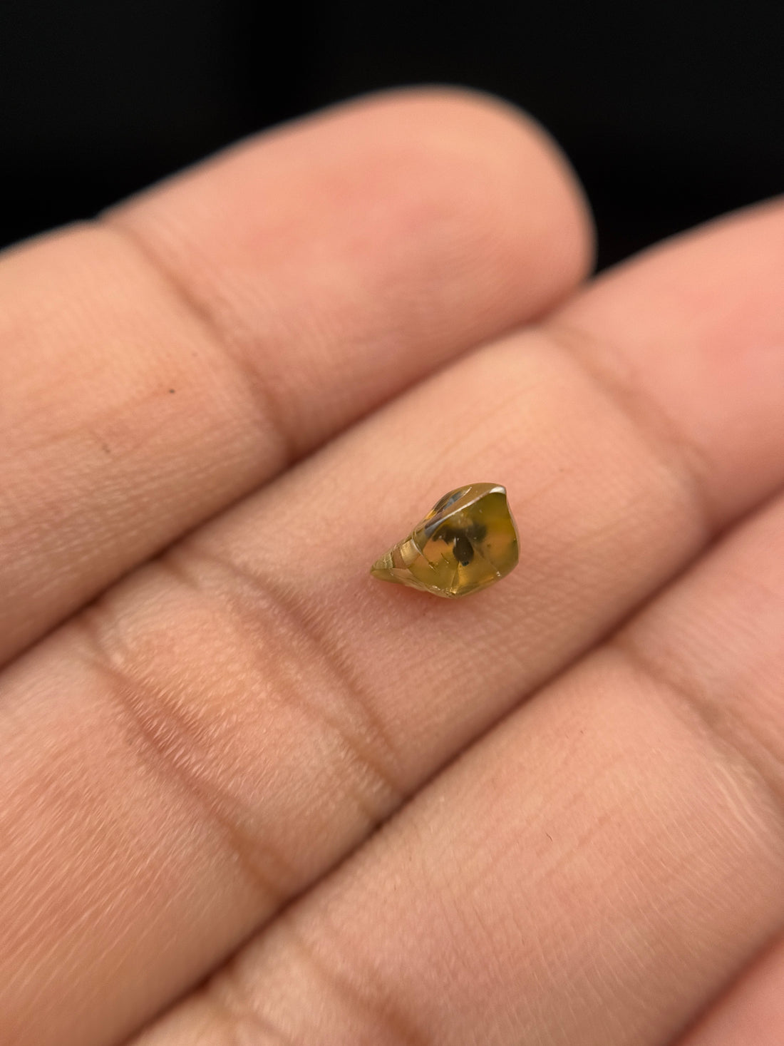 0.97 Ct Rough Rose Cut Greenish Yellow Natural Fancy Diamond