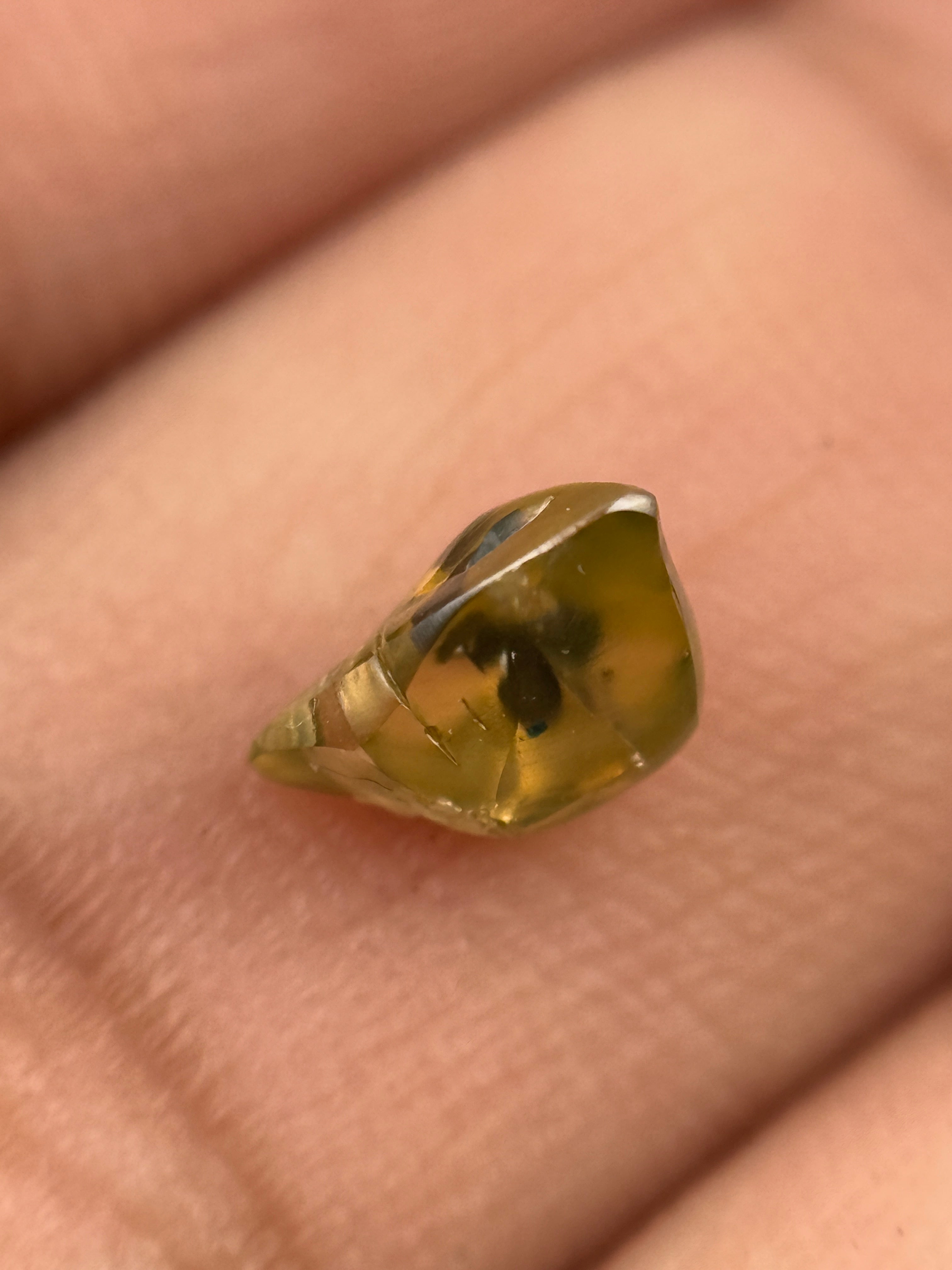 0.97 Ct Rough Rose Cut Greenish Yellow Natural Fancy Diamond