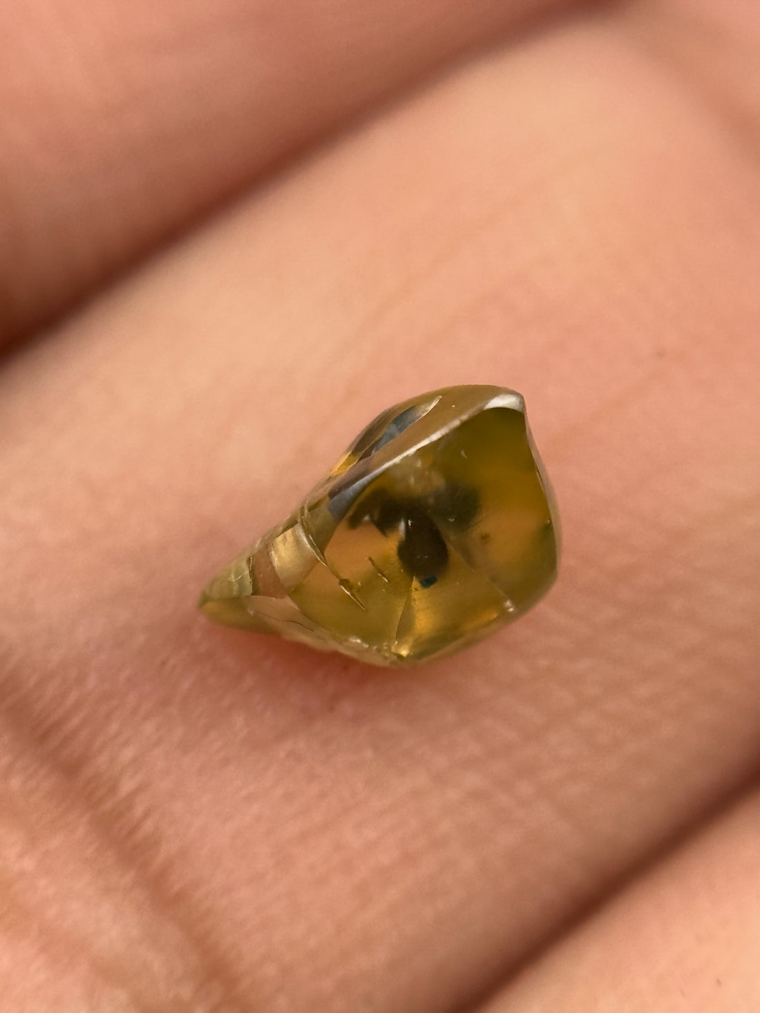0.97 Ct Rough Rose Cut Greenish Yellow Natural Fancy Diamond