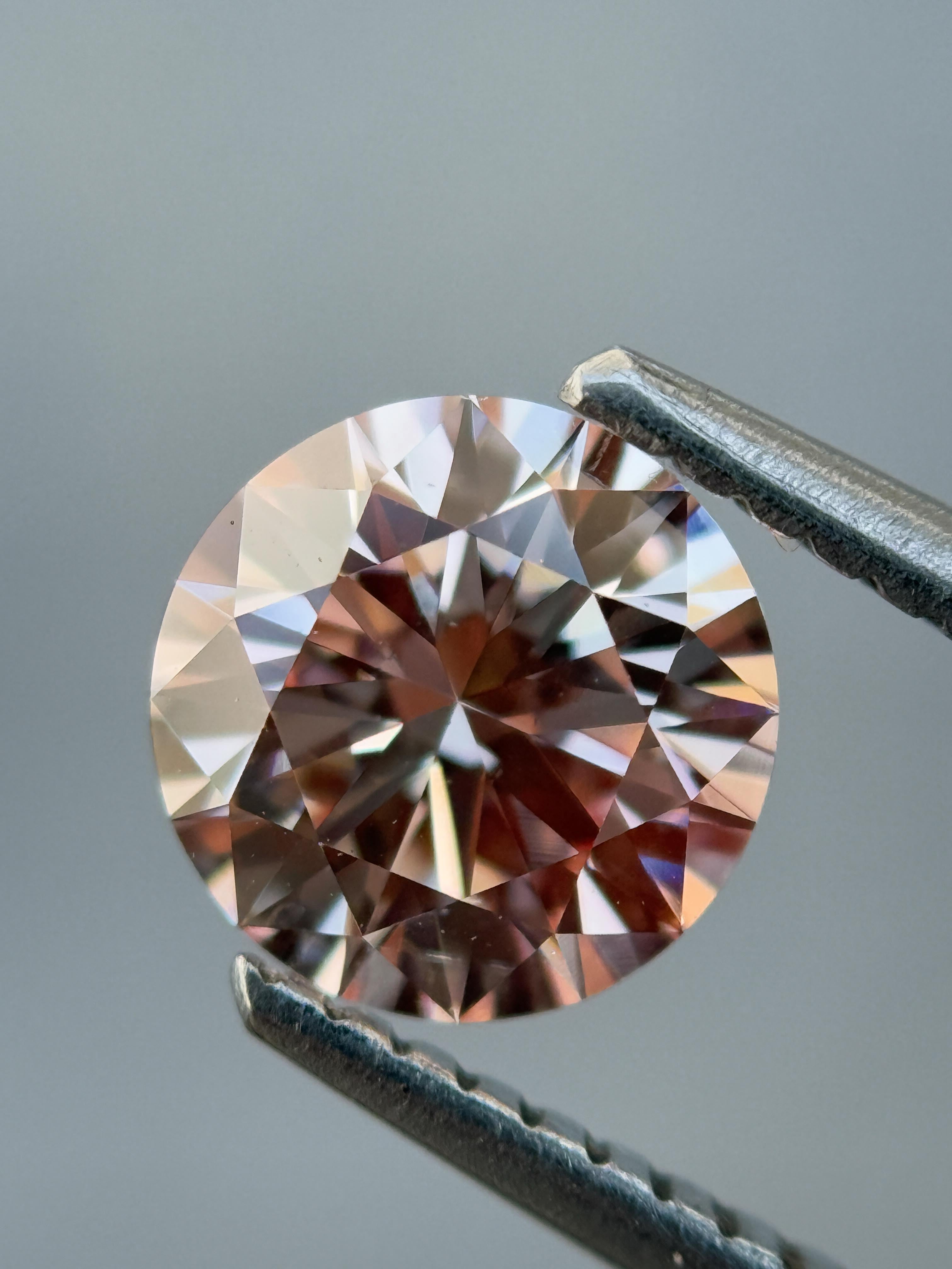 1.16 Ct Round Rose Cut Pink Natural Salt and Pepper Diamond