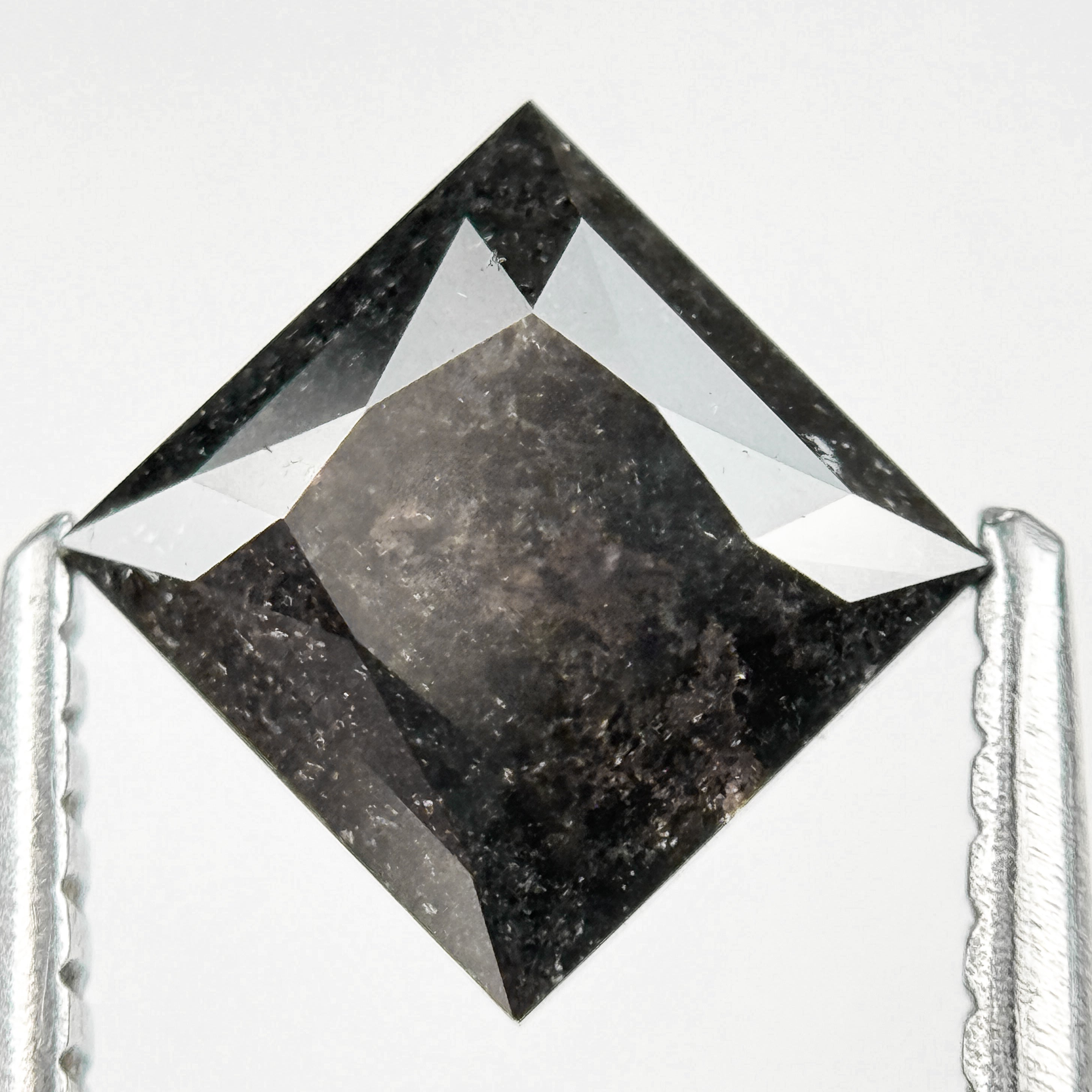 1.51 Ct Princess Rose Cut Grey Natural Salt and Pepper Diamond