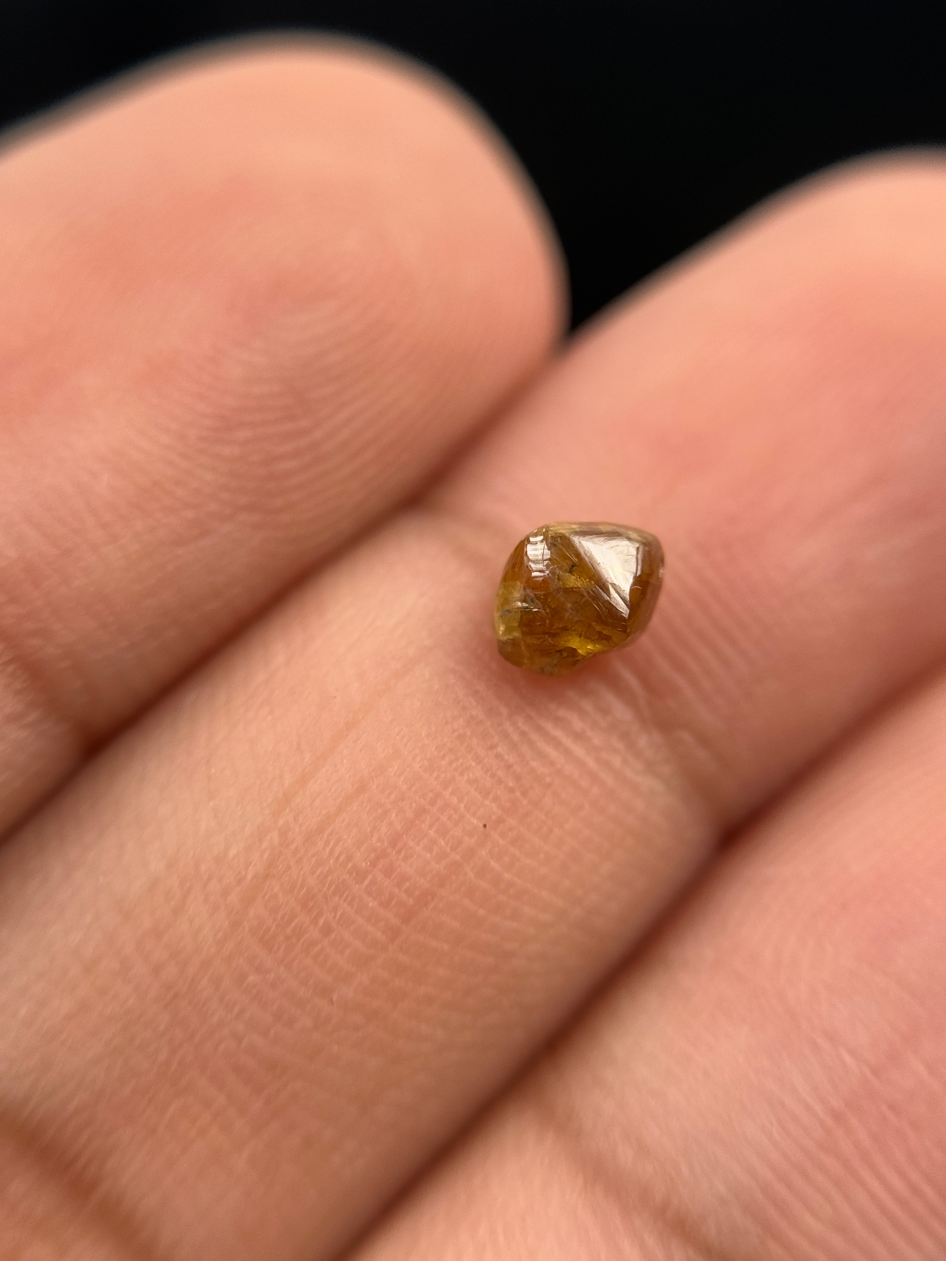 0.88 Ct Rough Rose Cut Yellow Natural Fancy Diamond