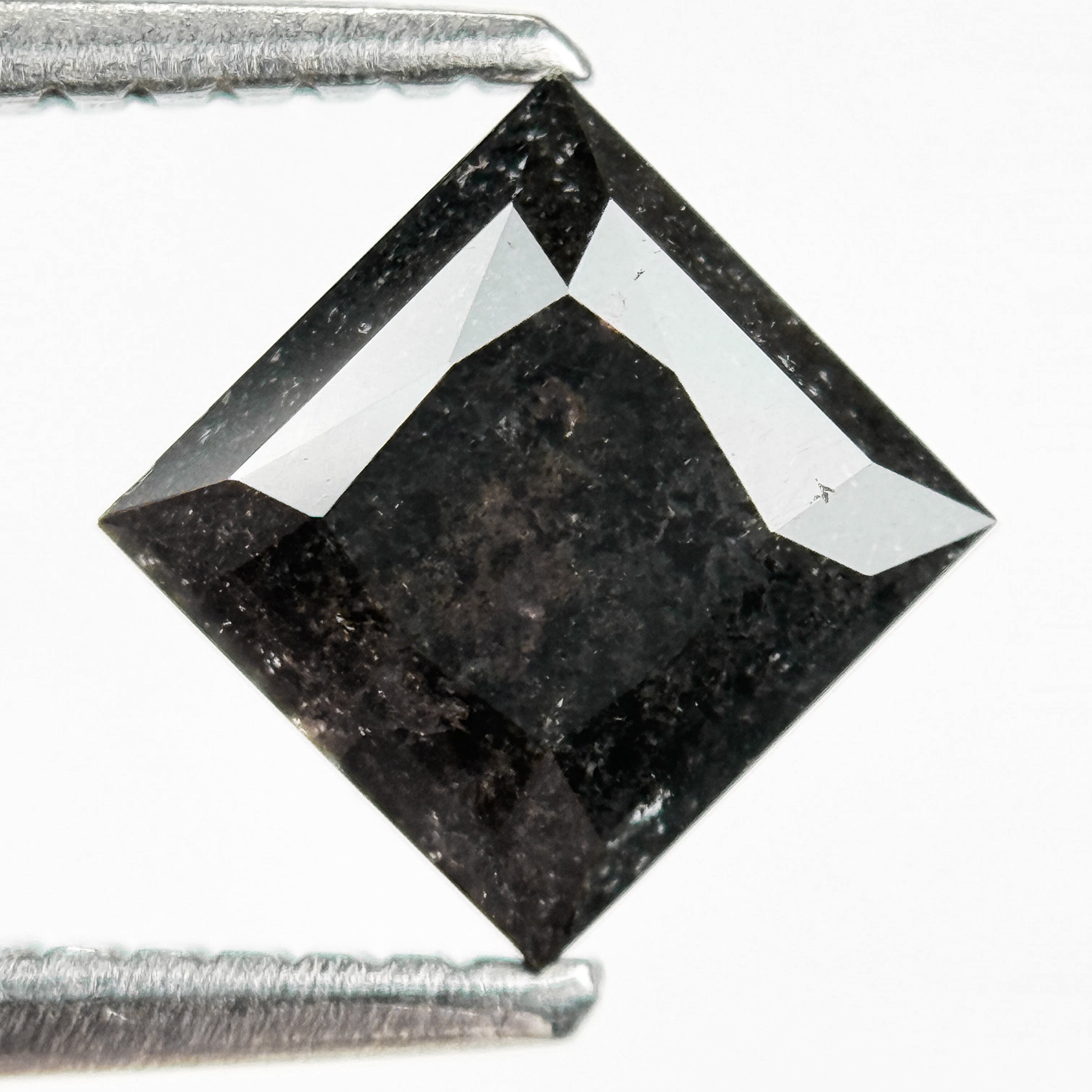1.51 Ct Princess Rose Cut Grey Natural Salt and Pepper Diamond