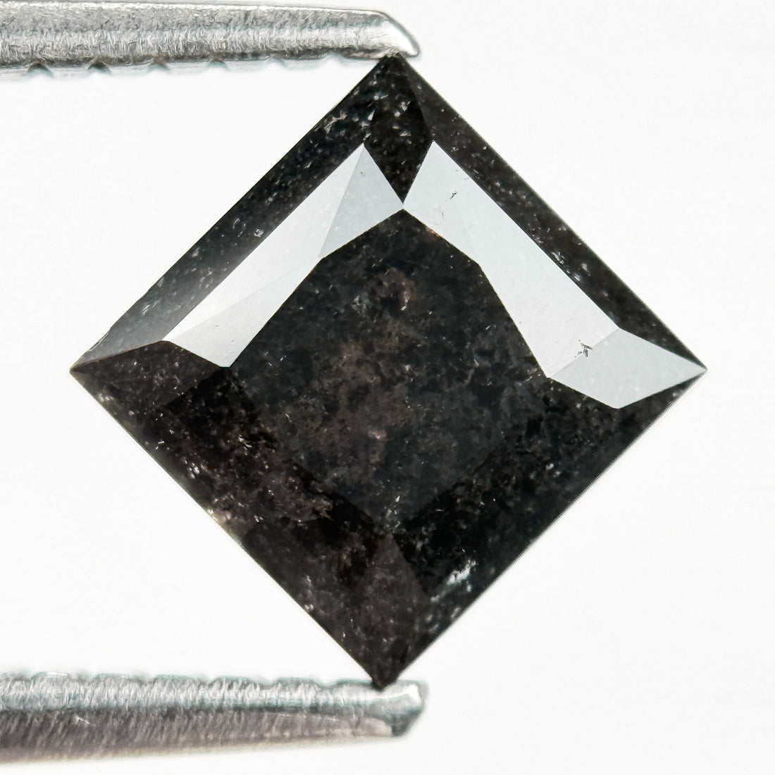 1.51 Ct Princess Rose Cut Grey Natural Salt and Pepper Diamond