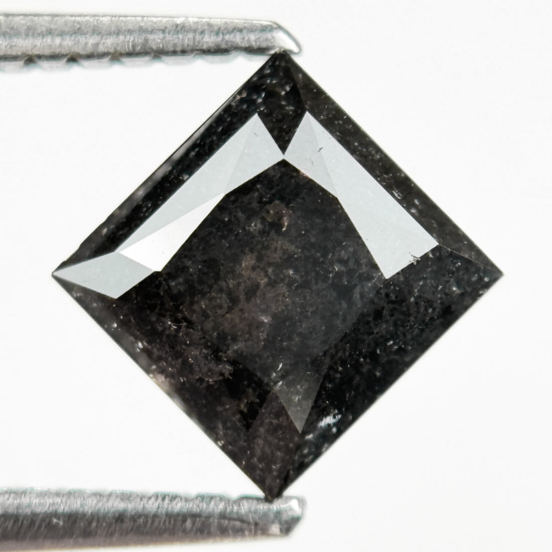 1.51 Ct Princess Rose Cut Grey Natural Salt and Pepper Diamond