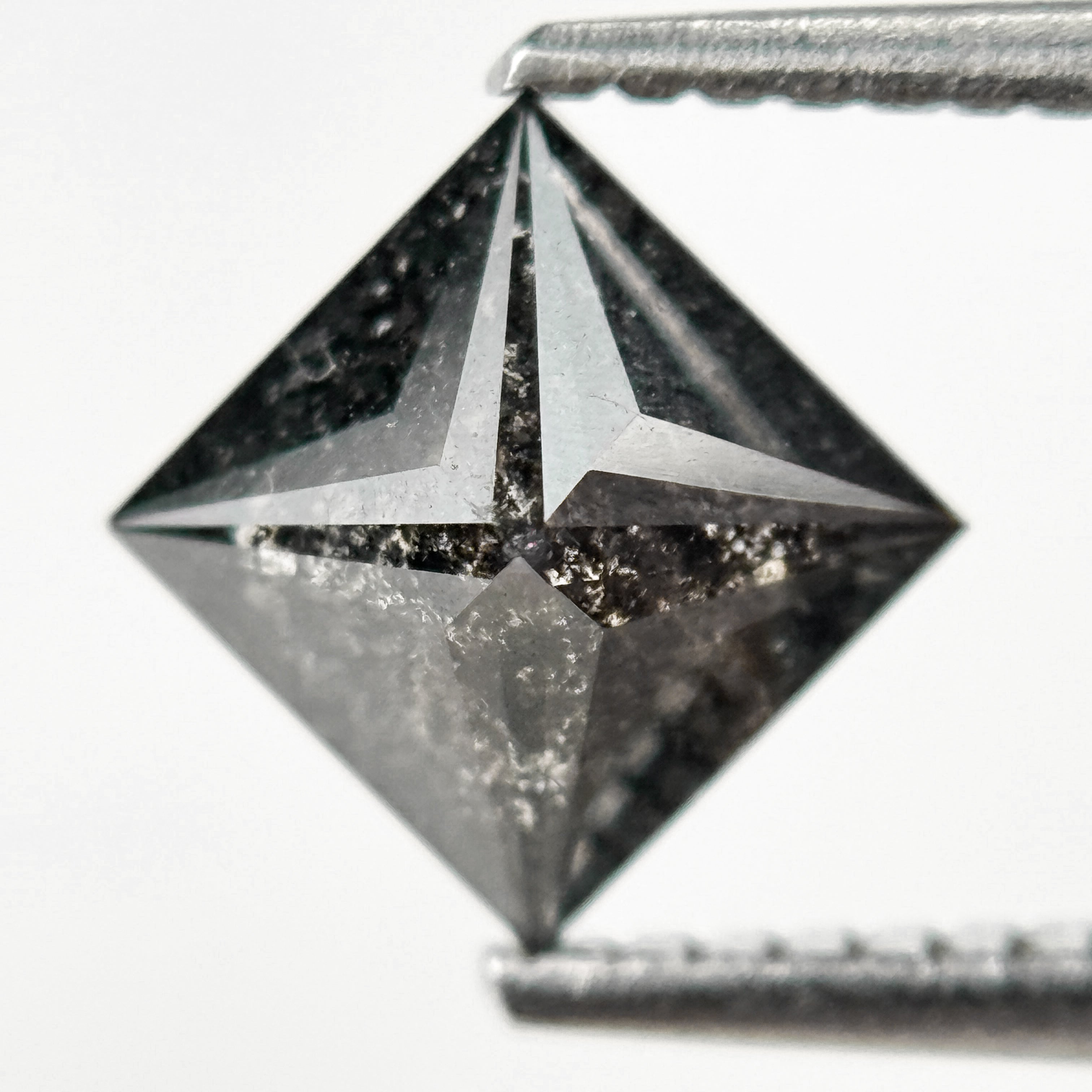 1.51 Ct Princess Rose Cut Grey Natural Salt and Pepper Diamond