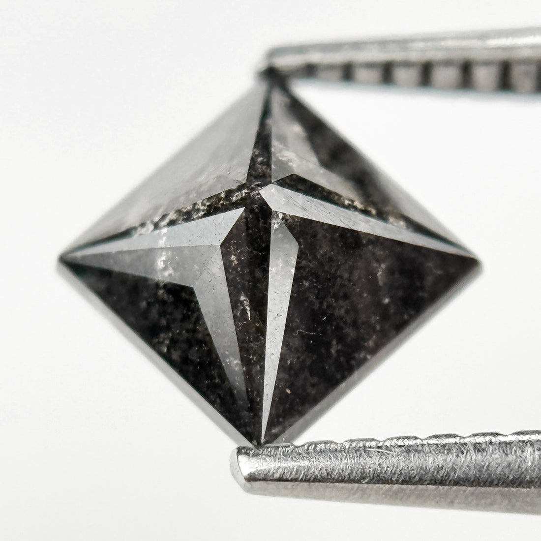 1.51 Ct Princess Rose Cut Grey Natural Salt and Pepper Diamond