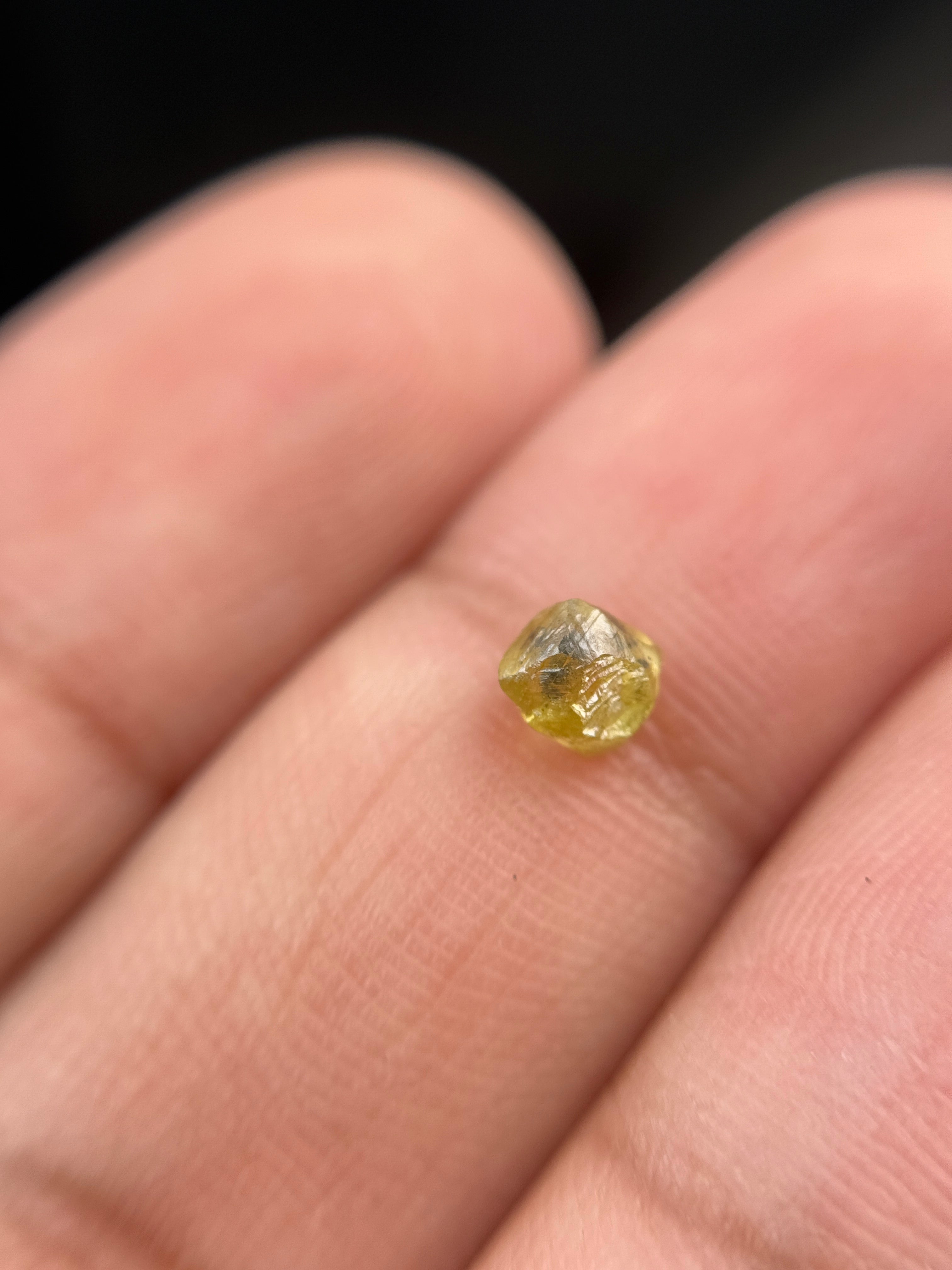 1.07 Ct Rough Rose Cut Yellow Natural Fancy Diamond