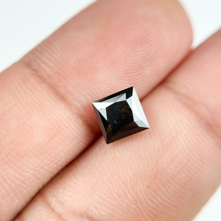 1.51 Ct Princess Rose Cut Grey Natural Salt and Pepper Diamond