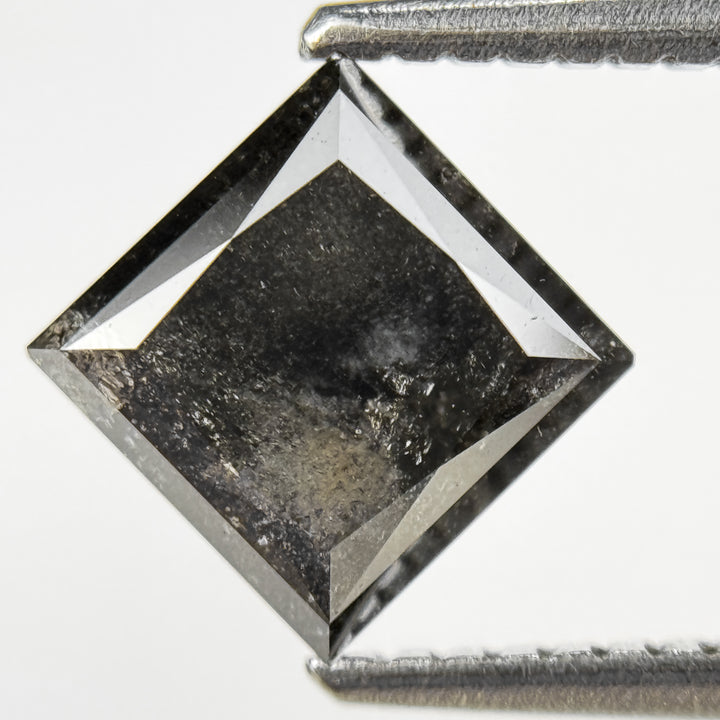 1.72 Ct Princess Rose Cut Grey Natural Salt and Pepper Diamond