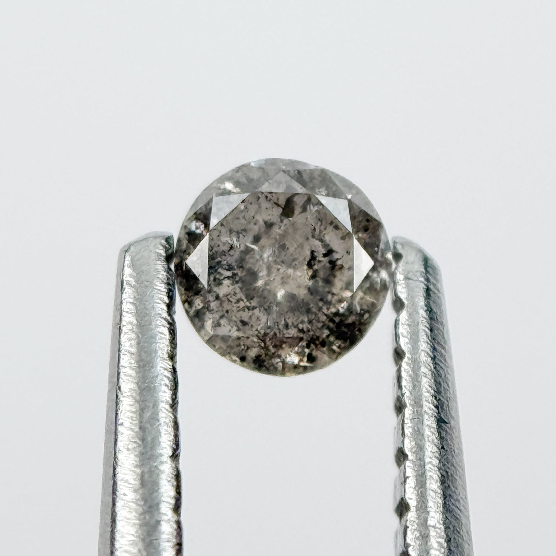 0.14 Ct Round Brilliant Cut Black Natural Salt and Pepper Diamond