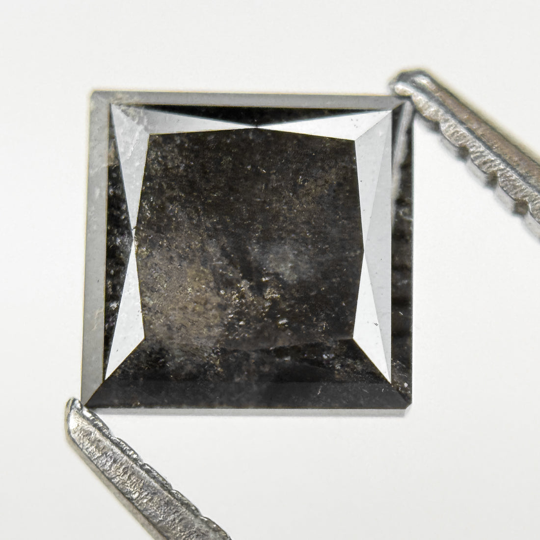 1.72 Ct Princess Rose Cut Grey Natural Salt and Pepper Diamond