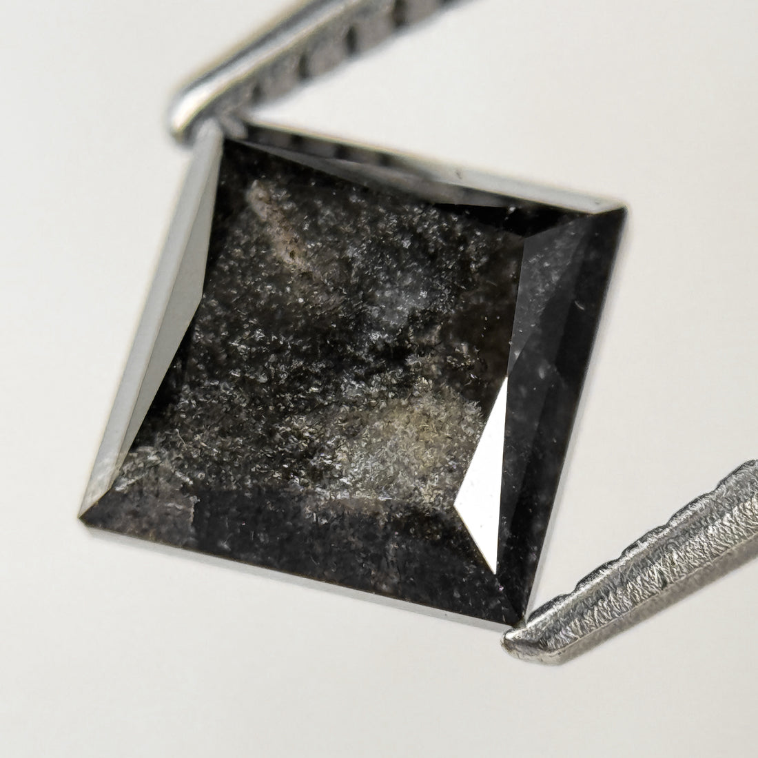 1.72 Ct Princess Rose Cut Grey Natural Salt and Pepper Diamond