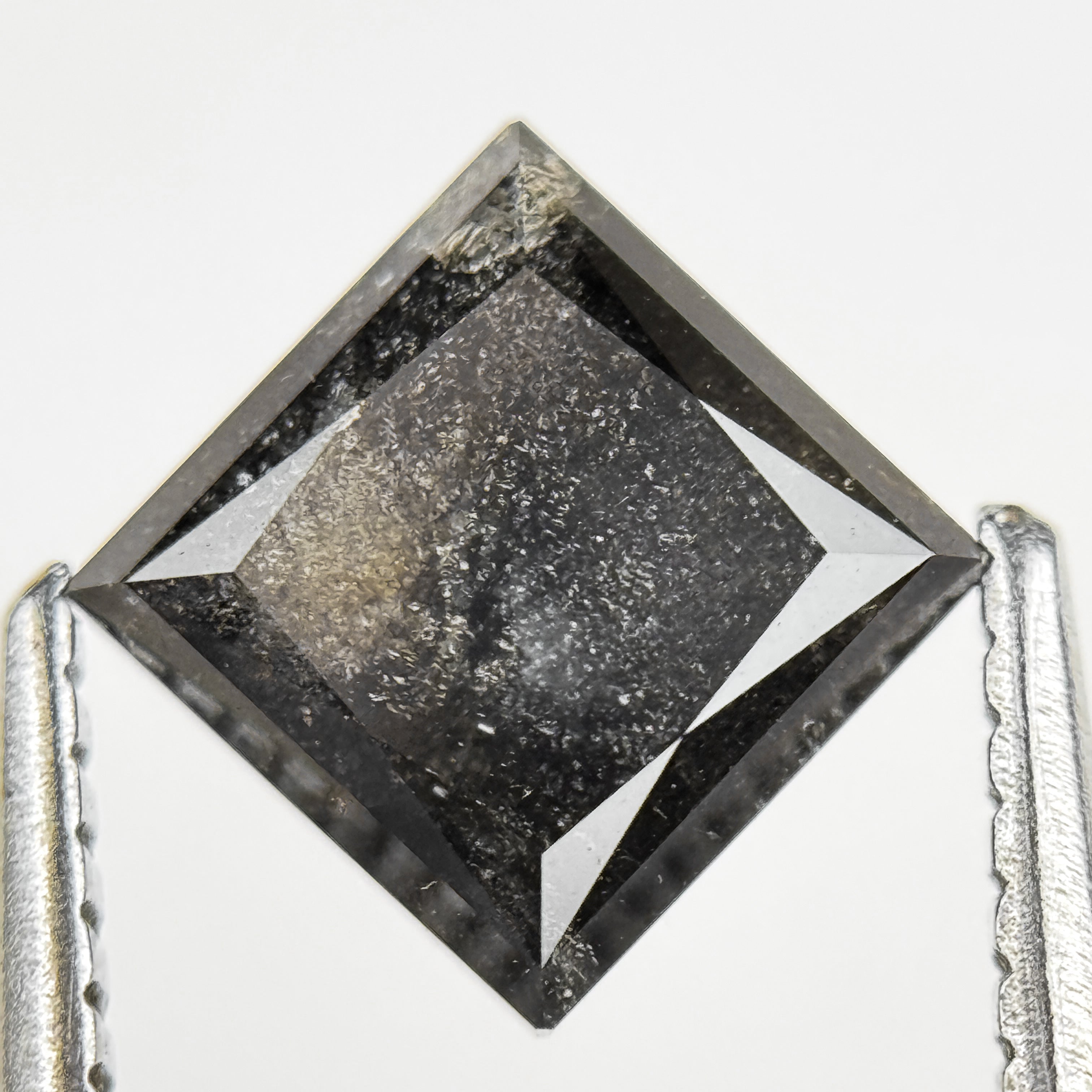 1.72 Ct Princess Rose Cut Grey Natural Salt and Pepper Diamond