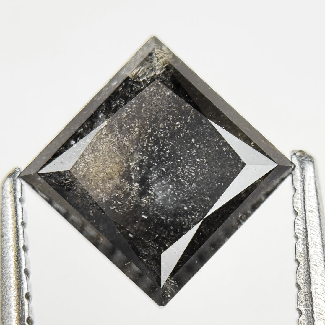 1.72 Ct Princess Rose Cut Grey Natural Salt and Pepper Diamond