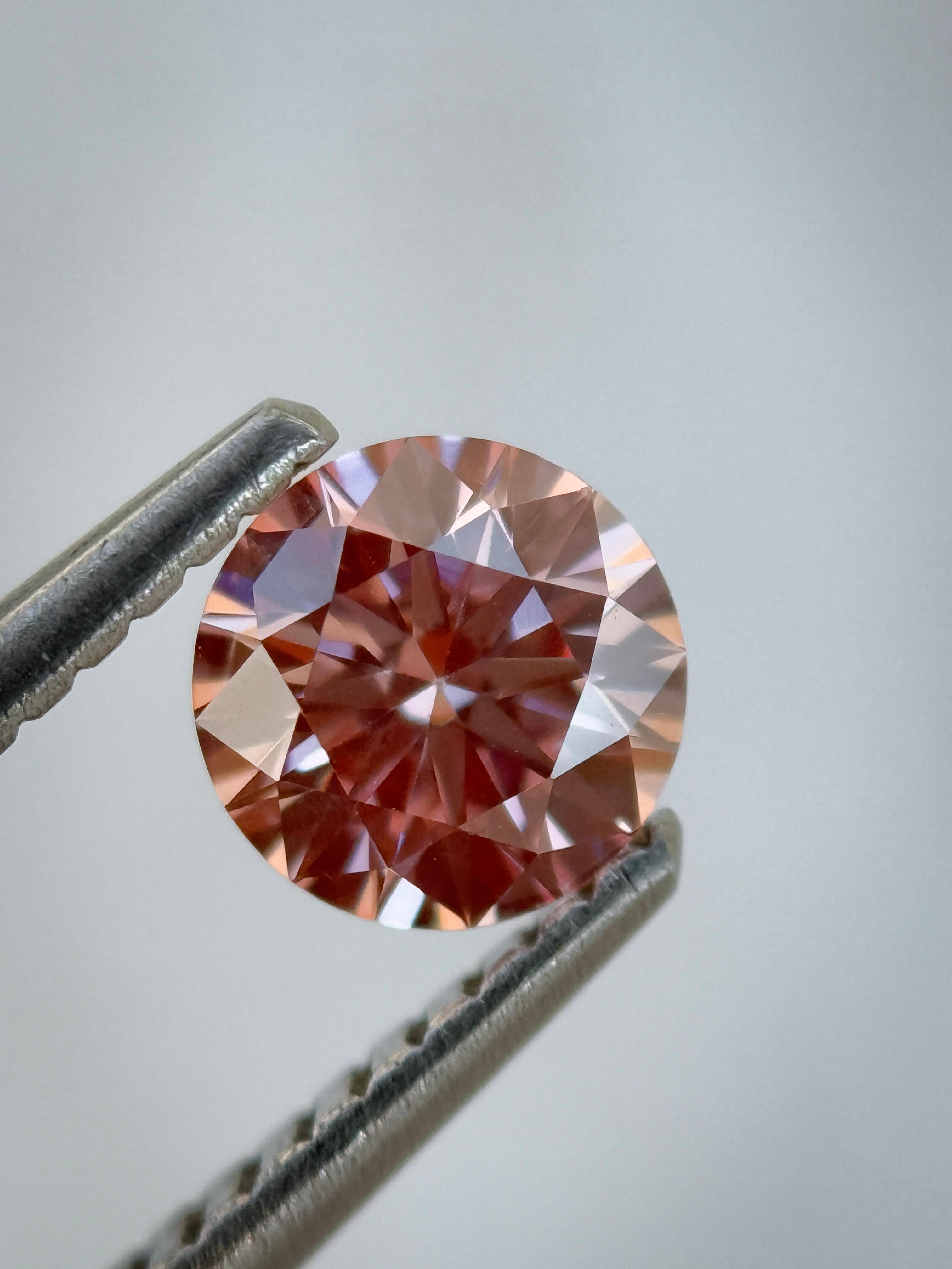 0.57 Ct Round Brilliant Cut Pink Natural Loose Diamond
