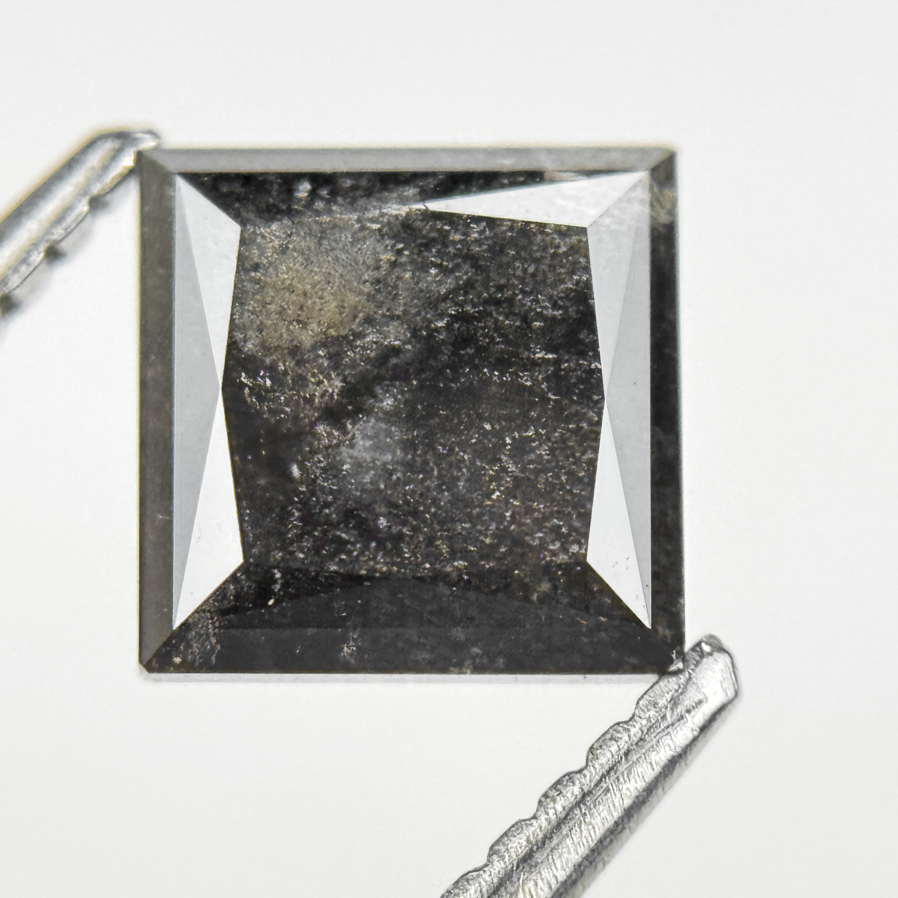 1.72 Ct Princess Rose Cut Grey Natural Salt and Pepper Diamond