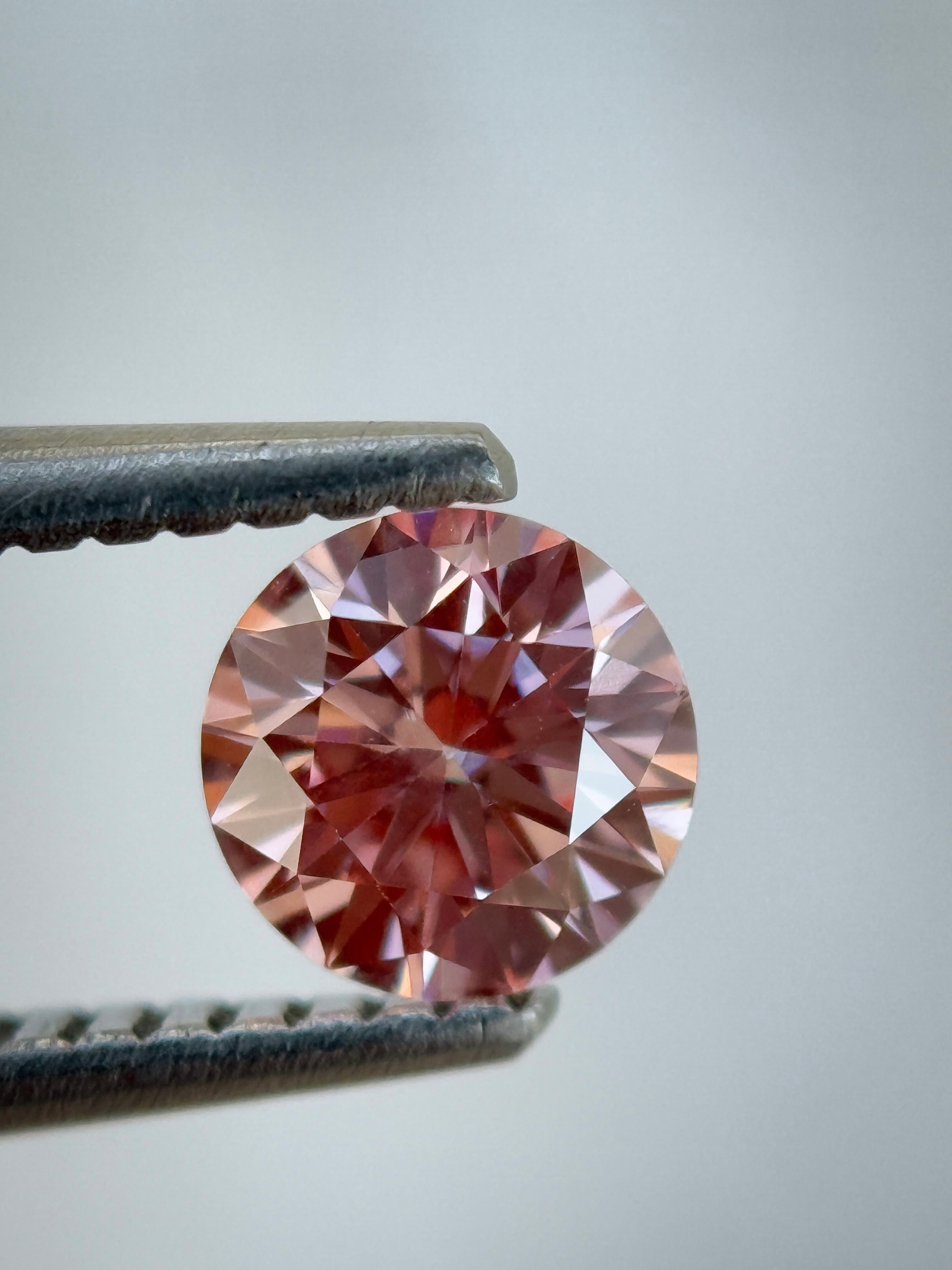 0.57 Ct Round Brilliant Cut Pink Natural Loose Diamond