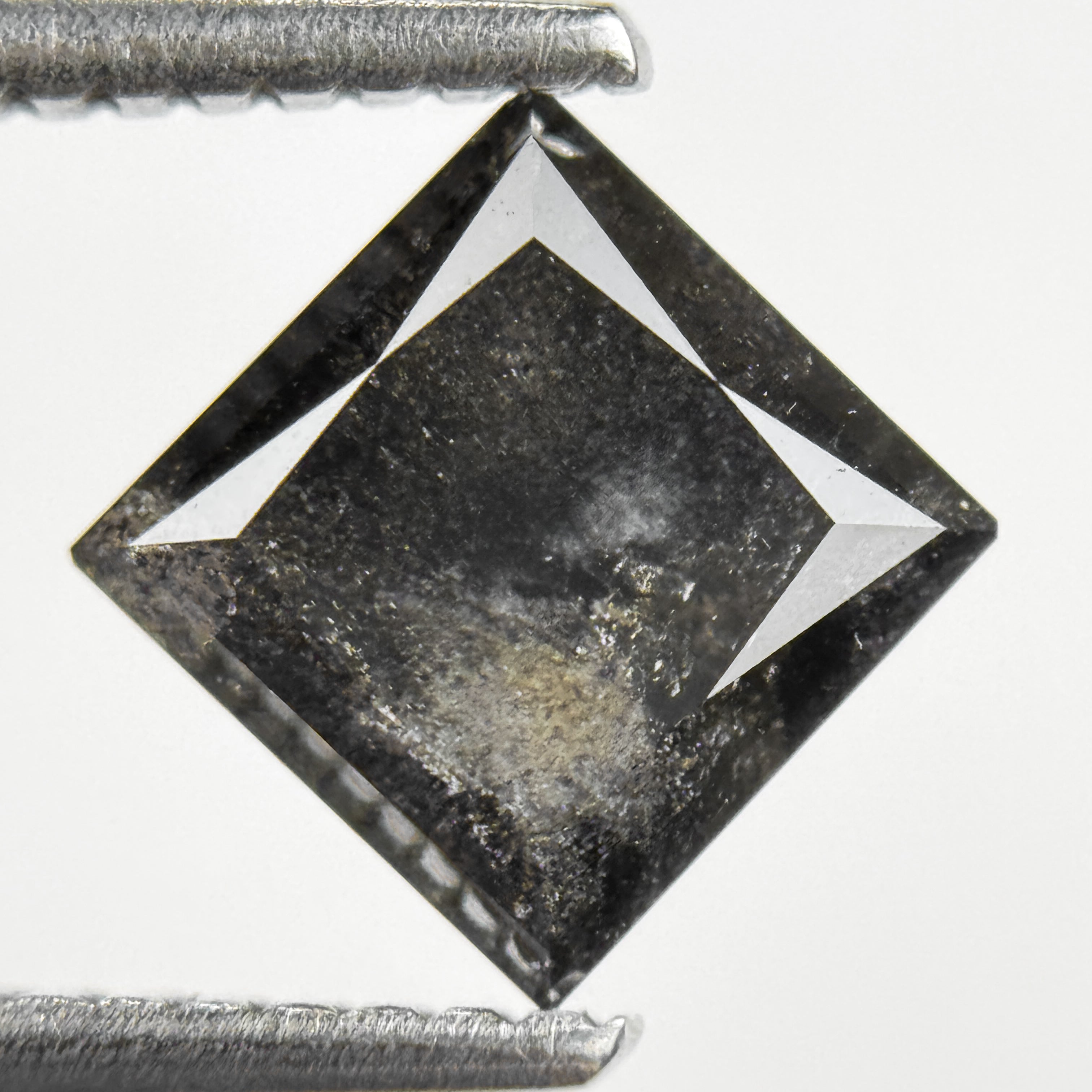 1.72 Ct Princess Rose Cut Grey Natural Salt and Pepper Diamond