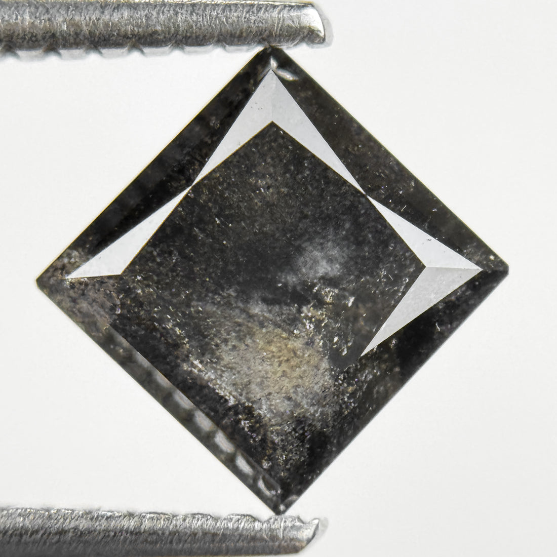 1.72 Ct Princess Rose Cut Grey Natural Salt and Pepper Diamond