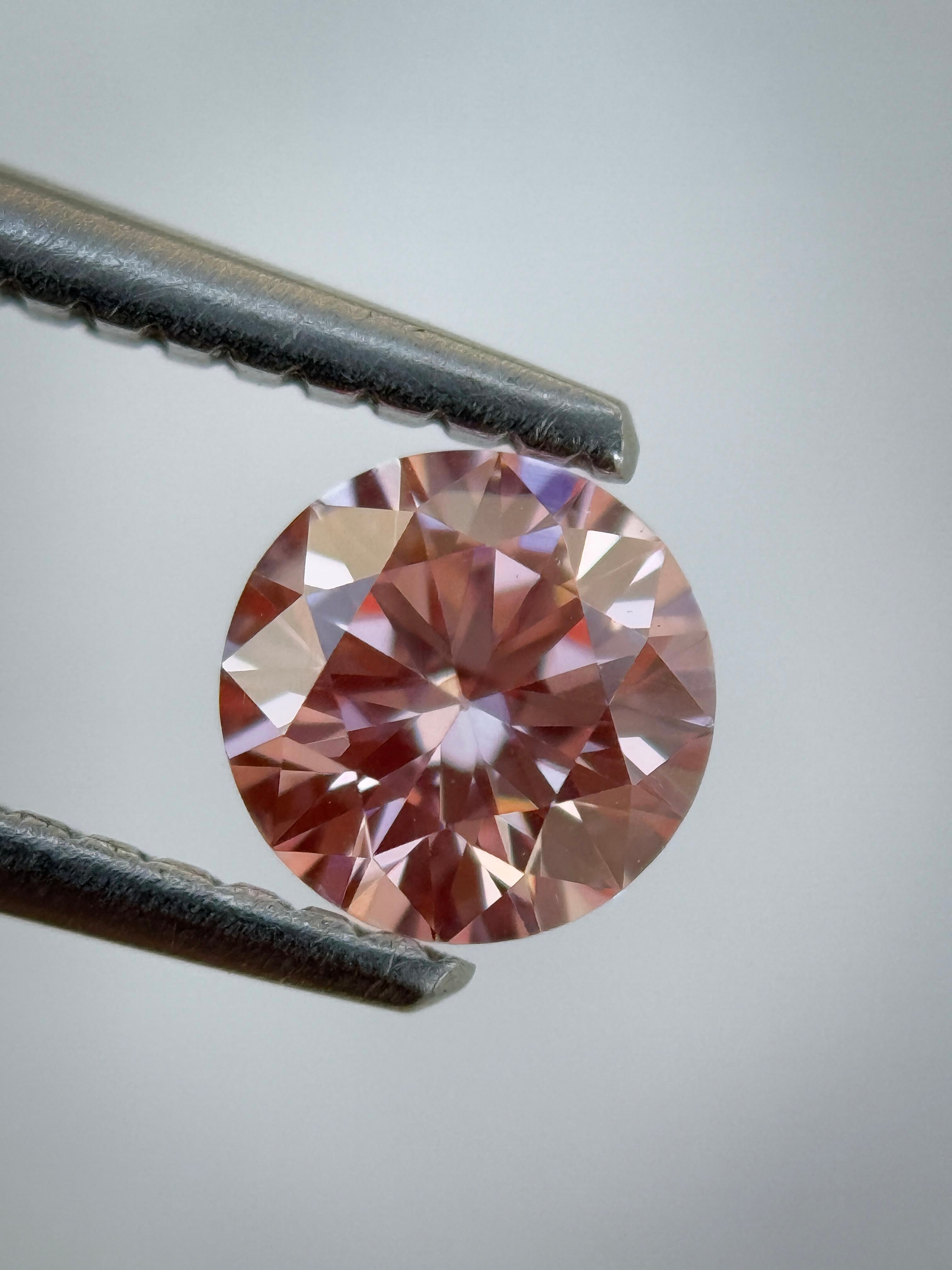 0.57 Ct Round Brilliant Cut Pink Natural Loose Diamond