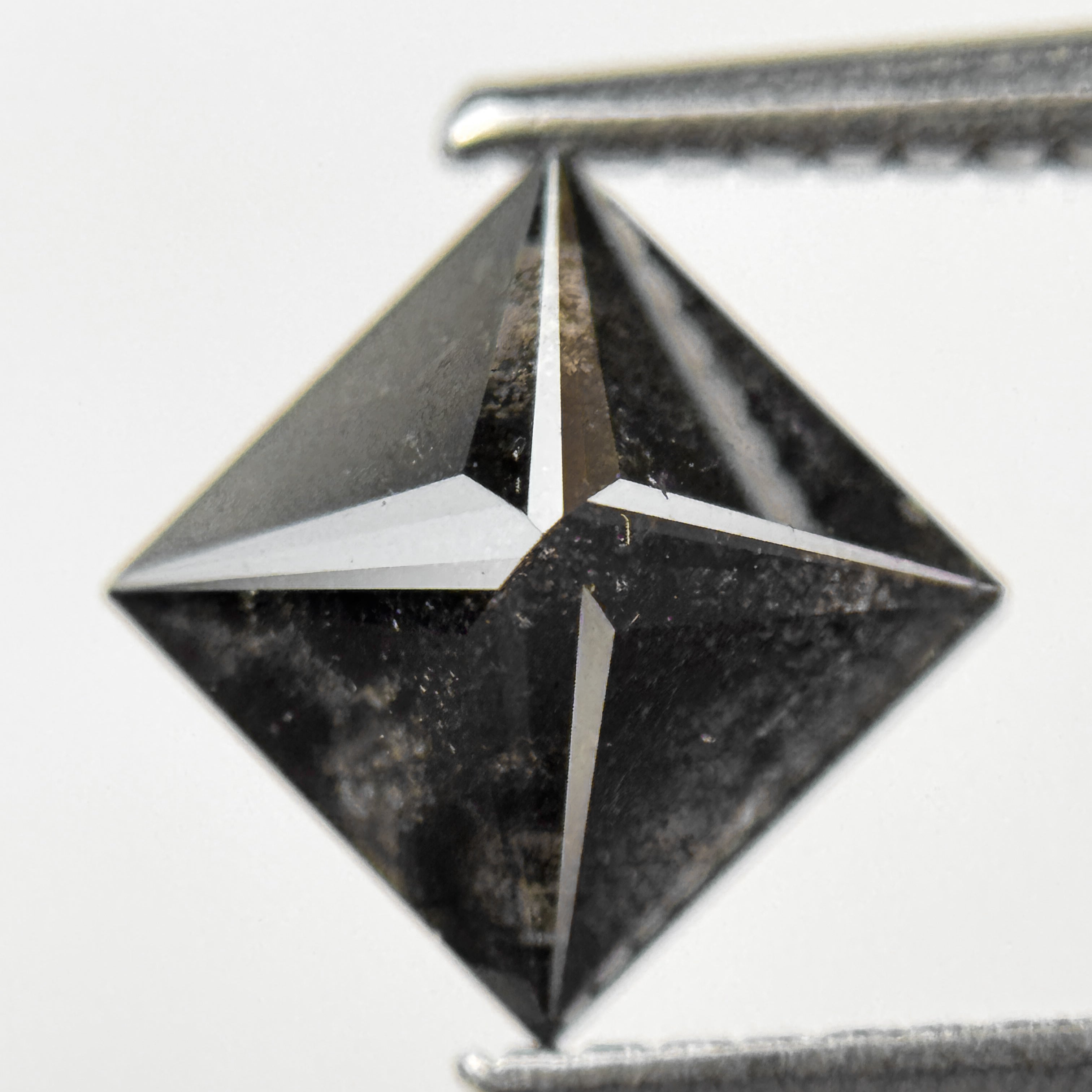 1.72 Ct Princess Rose Cut Grey Natural Salt and Pepper Diamond