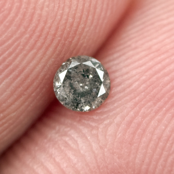 0.14 Ct Round Brilliant Cut Black Natural Salt and Pepper Diamond